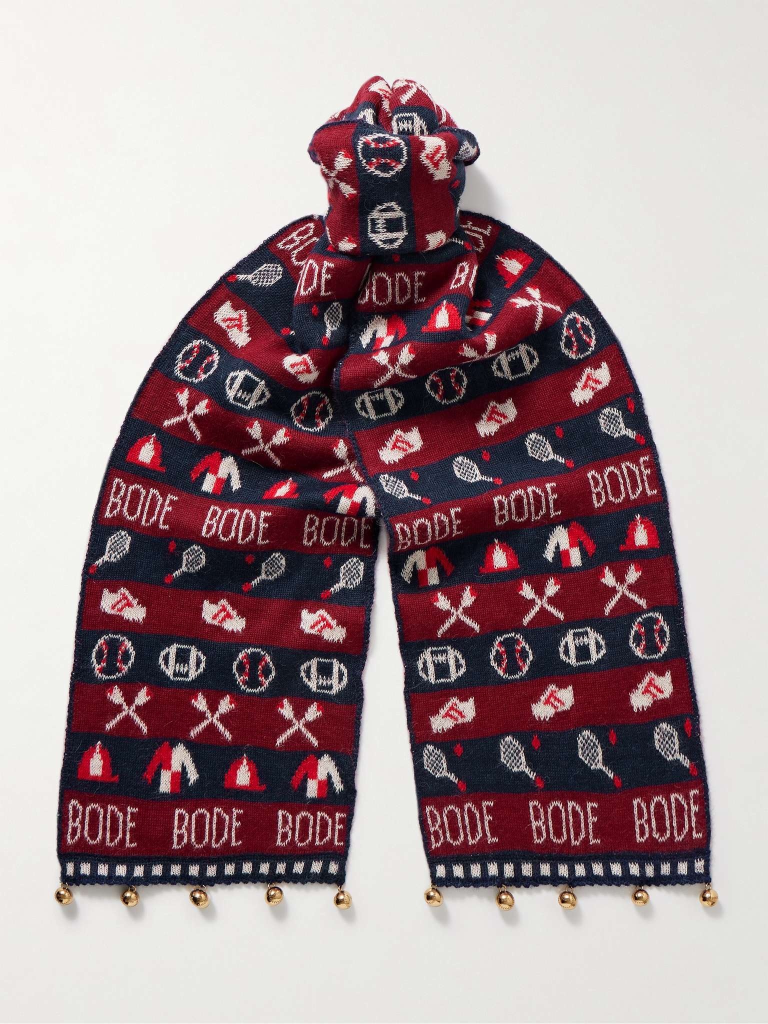Embellished Jacquard-Knit Baby Alpaca Scarf - 1