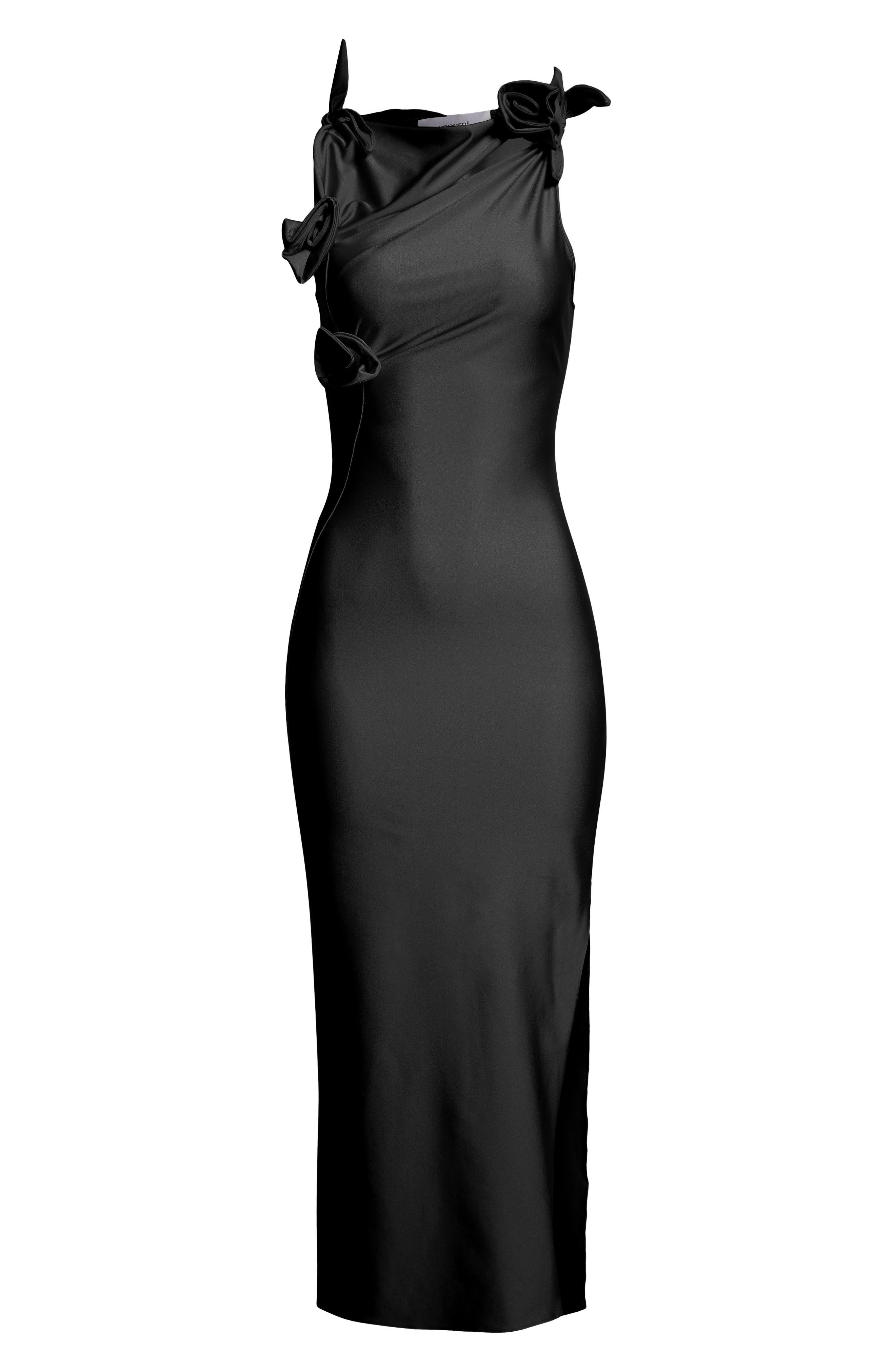 Coperni Rosette Cutout Asymmetric Stretch Jersey Gown in Black at Nordstrom - 5