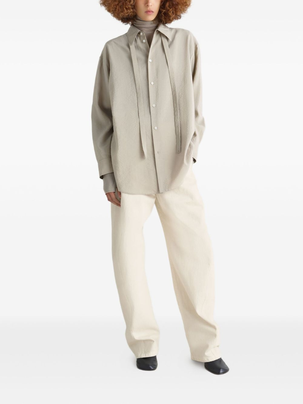 tied-neck buttoned shirt - 2