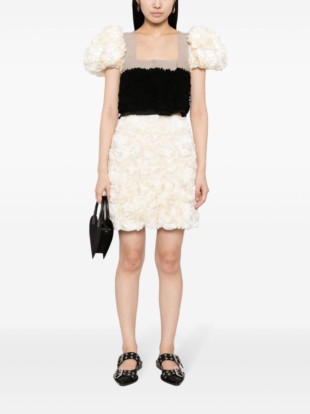 floral-appliqué silk skirt - 2