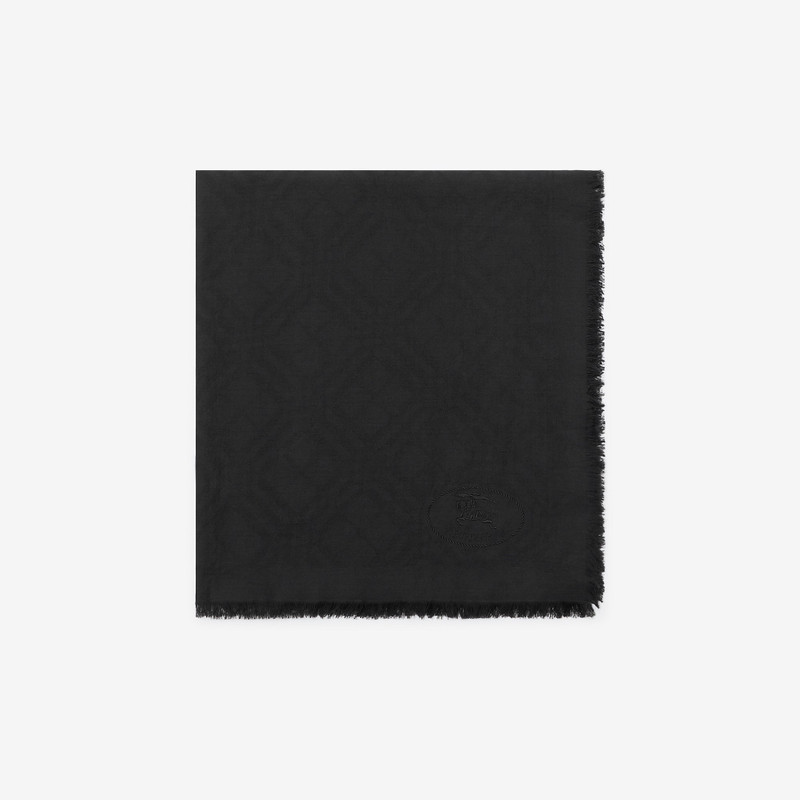 Wide Check Wool Silk Scarf 4