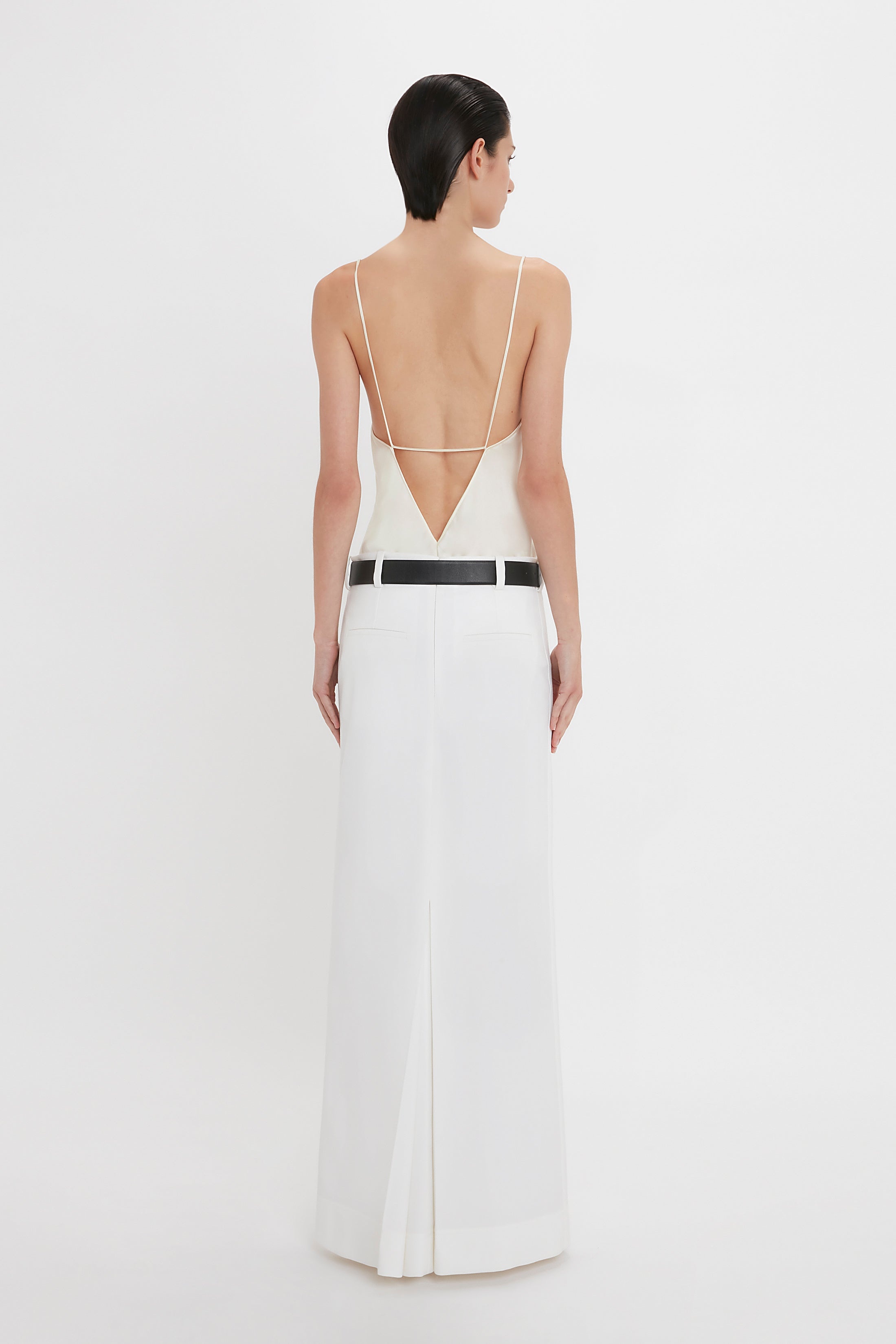 Exclusive Tailored Floor-Length Pleated Skirt In Ivory - 4
