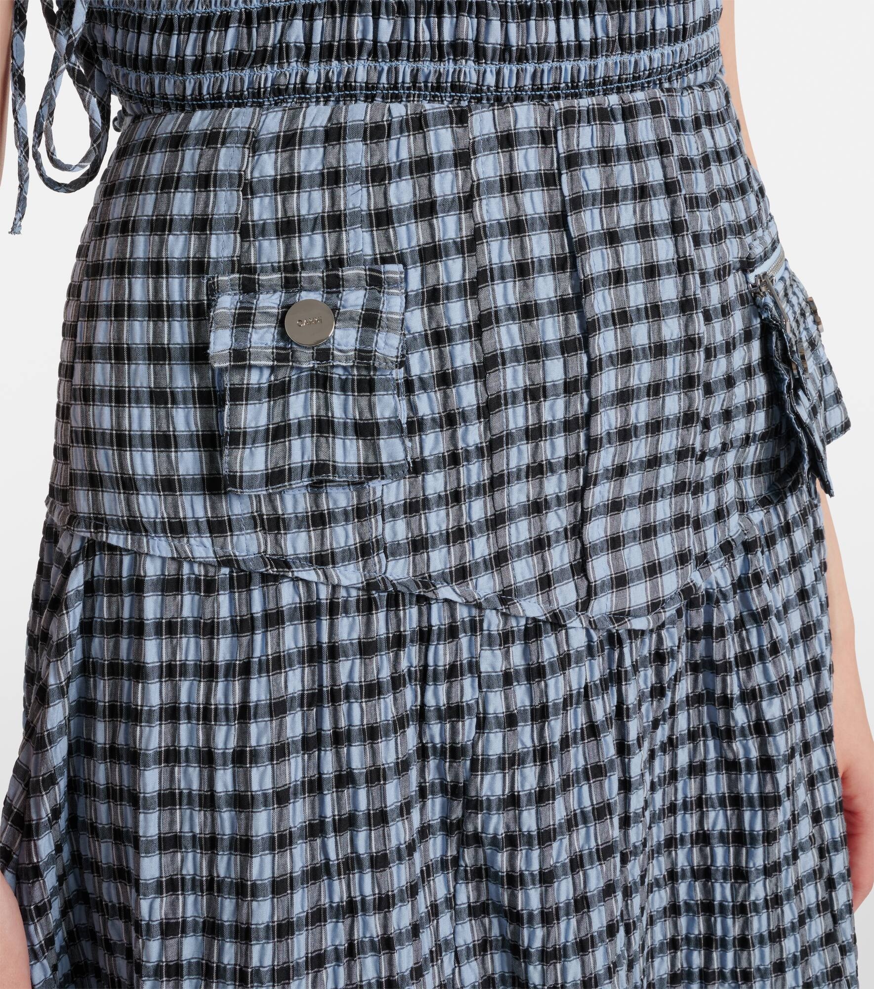 Gingham high-rise cotton-blend maxi skirt - 4