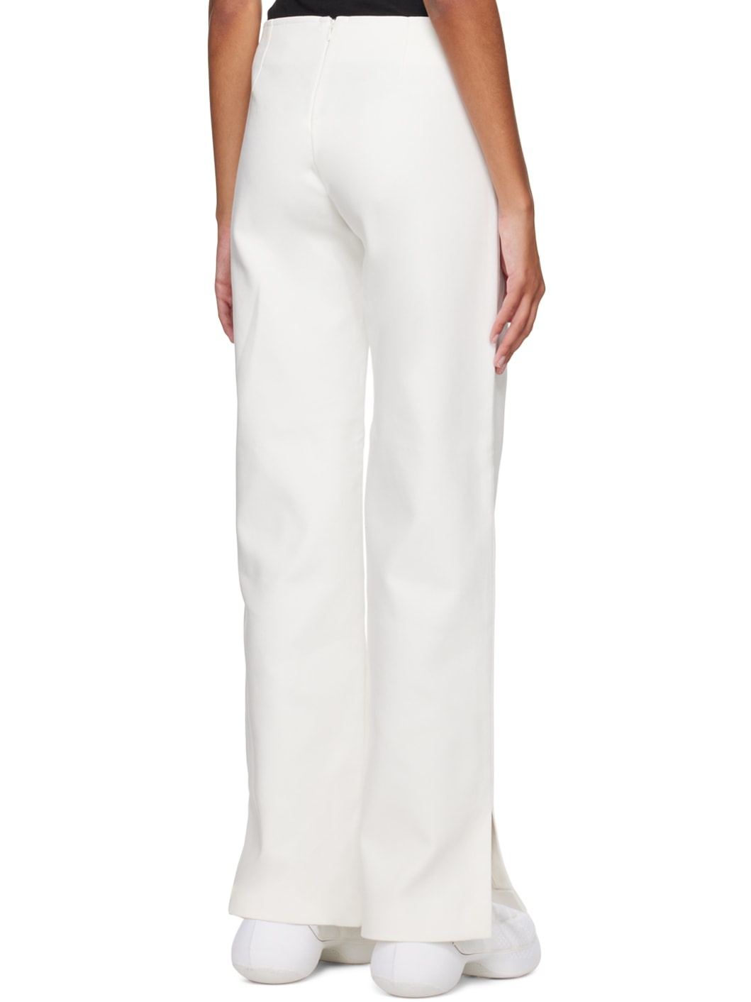 White Y-Front Buckle Trousers - 3