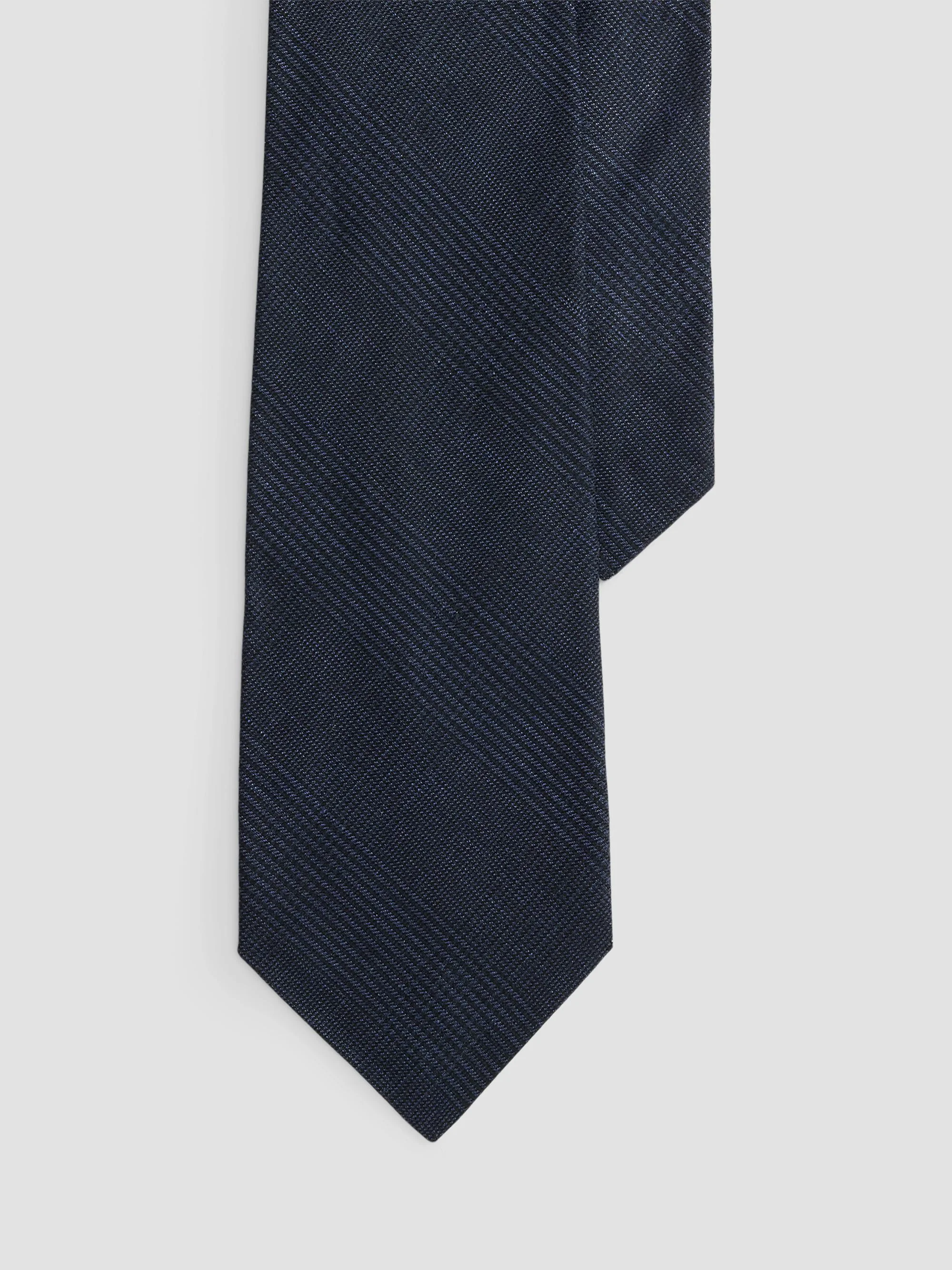 Men's Silk-Linen Glen Checked Tie - Racing Navy - 1
