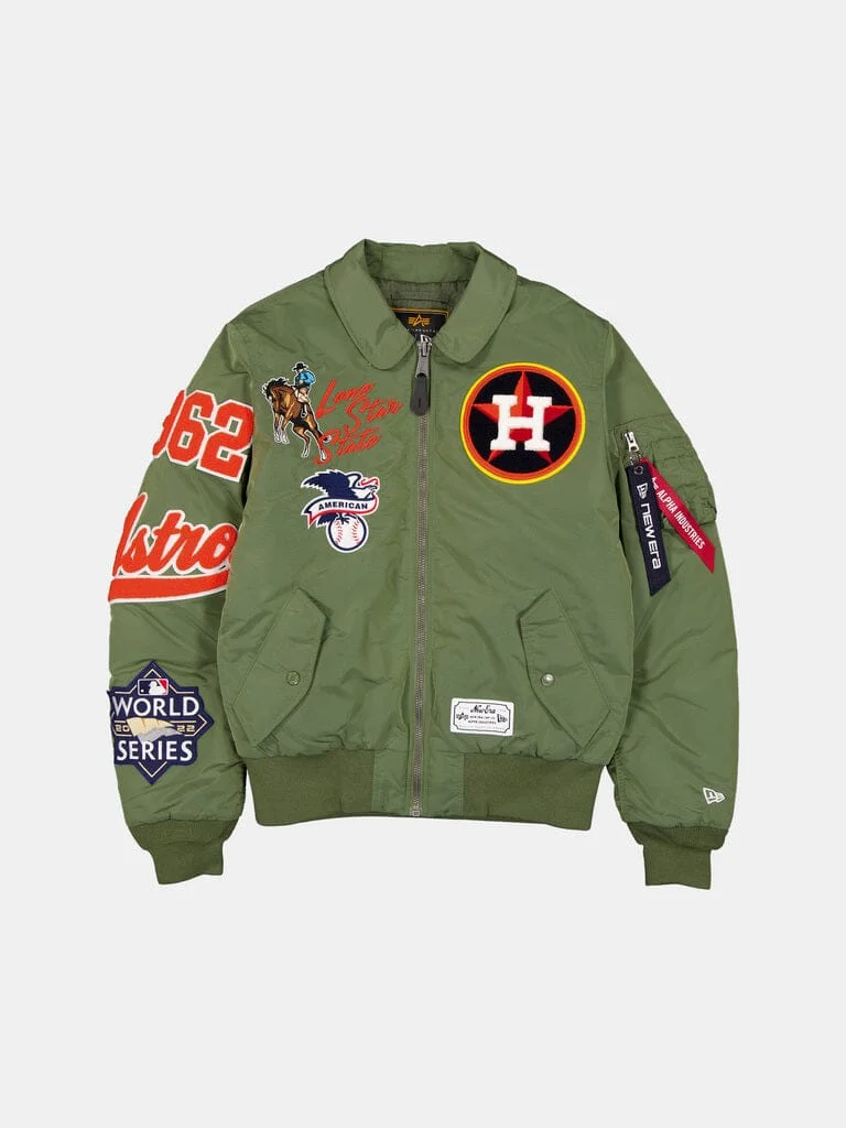 HOUSTON ASTROS X ALPHA X NEW ERA MA-1 COLLARED BOMBER JACKET - 1