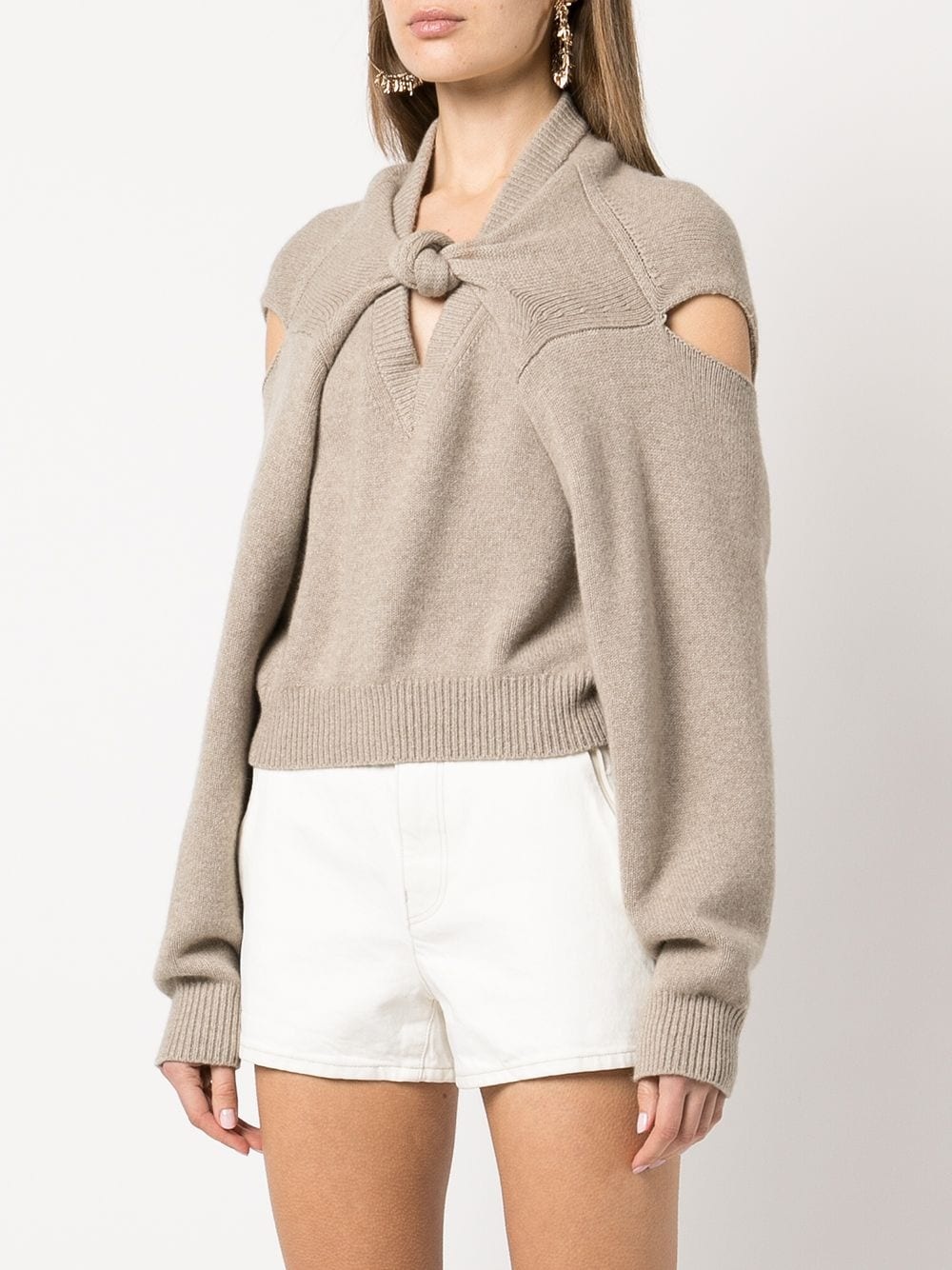 knot-detail wool shrug - 3