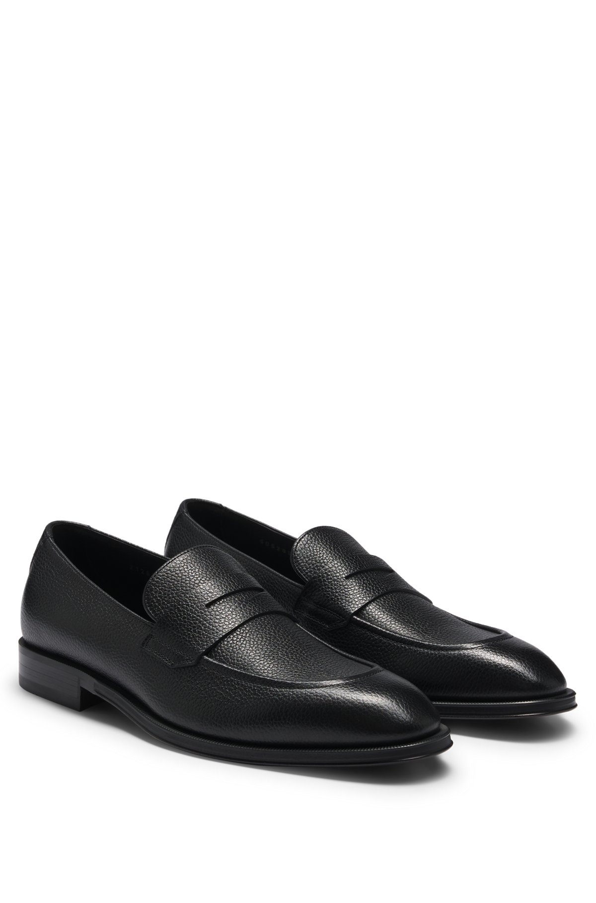 APRON-TOE SLIP-ON LOAFERS IN GRAINED LEATHER - 2