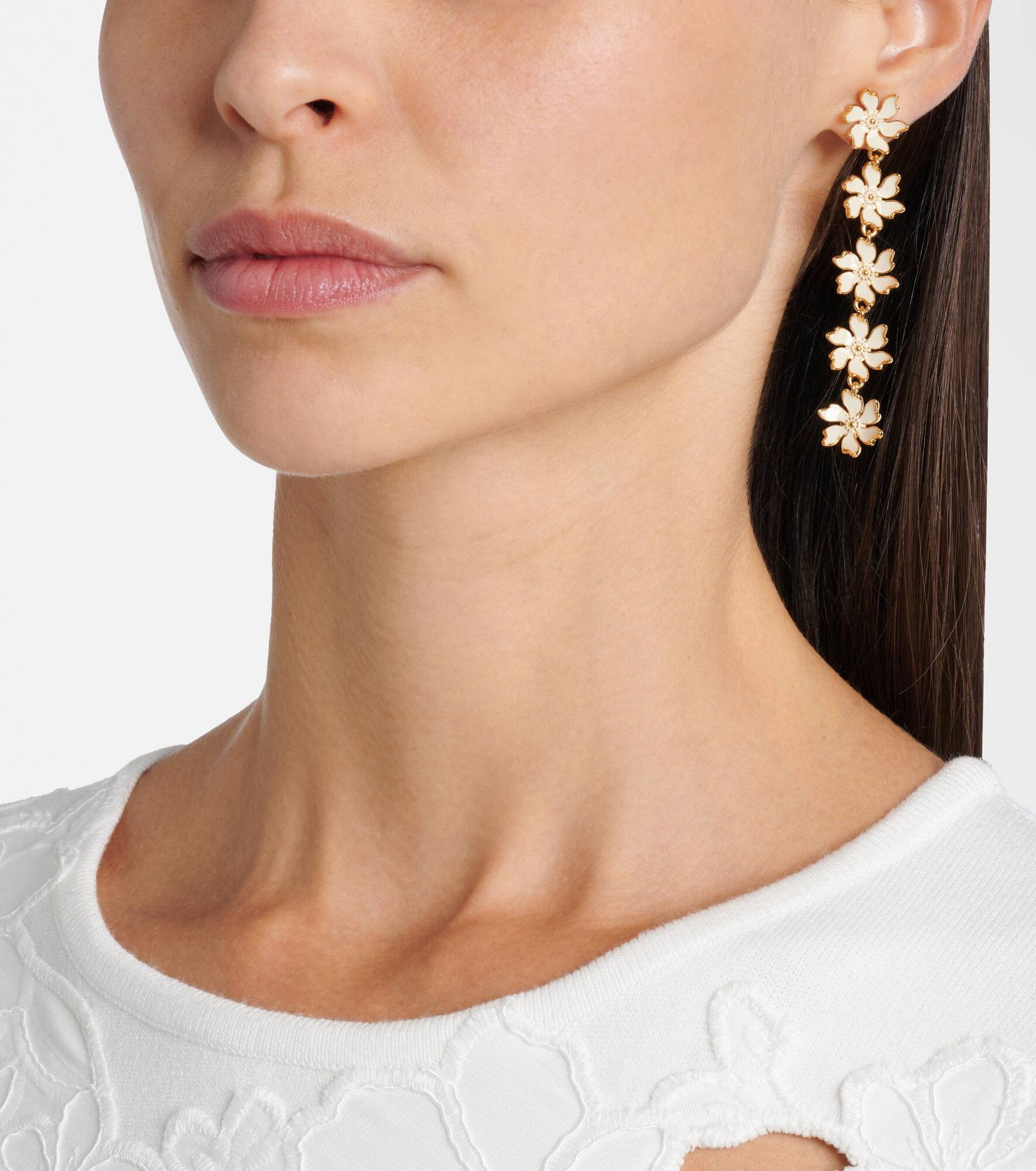 Floral enamel drop earrings - 3