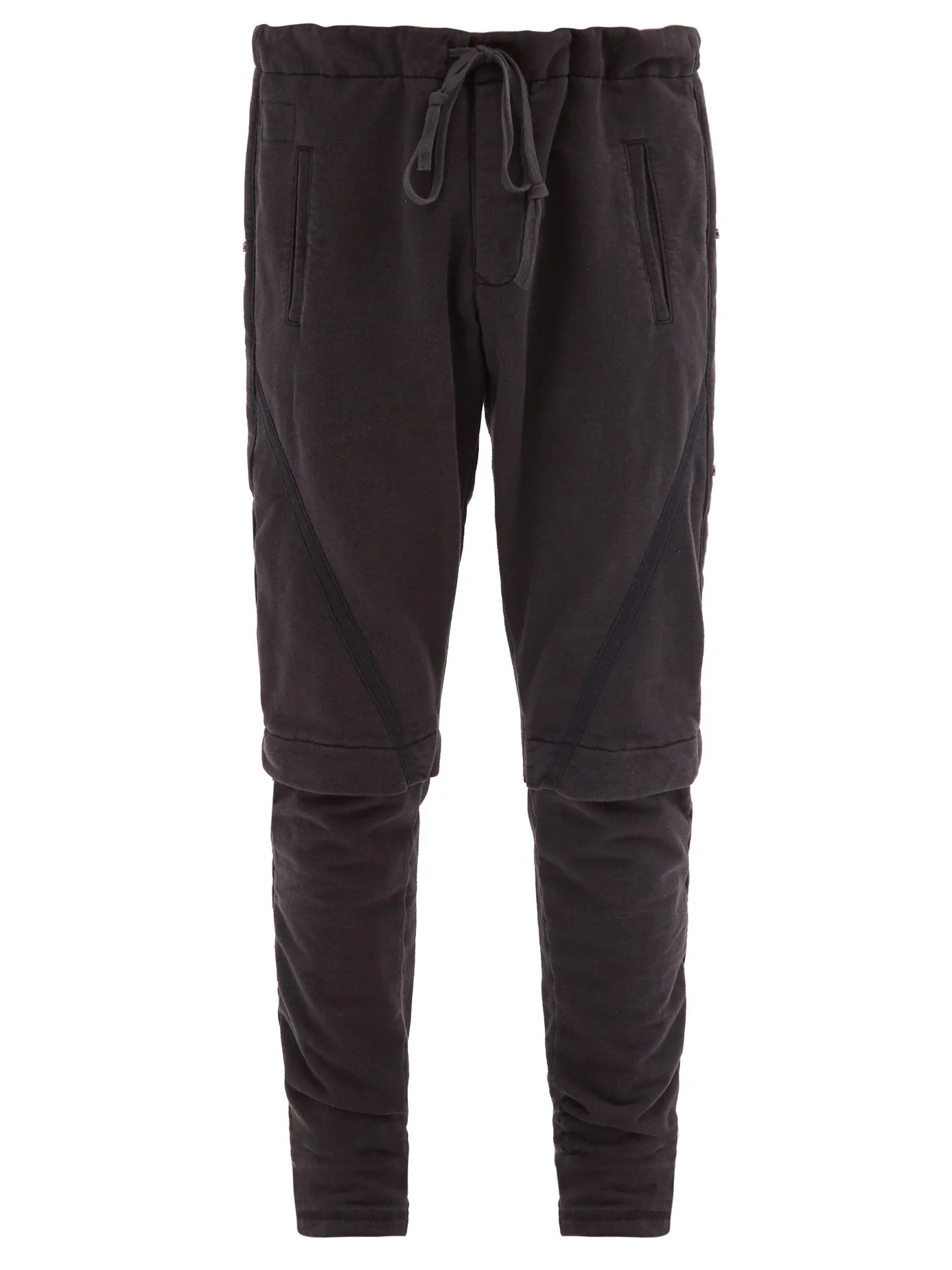 Layered cotton-blend jersey track pants - 1