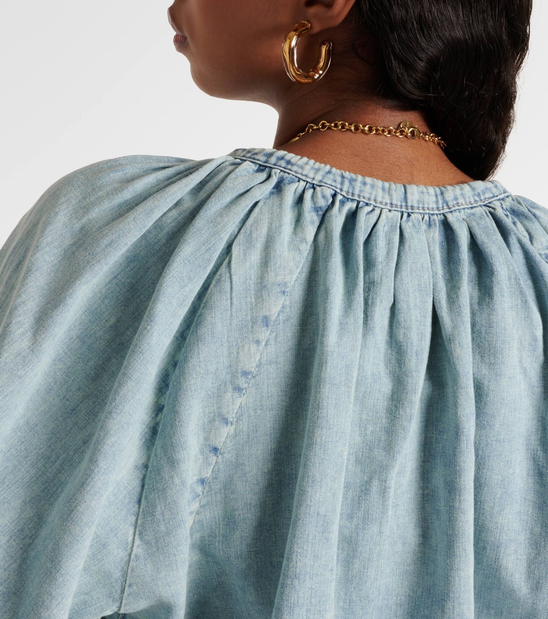 Cotton and linen denim top - 6