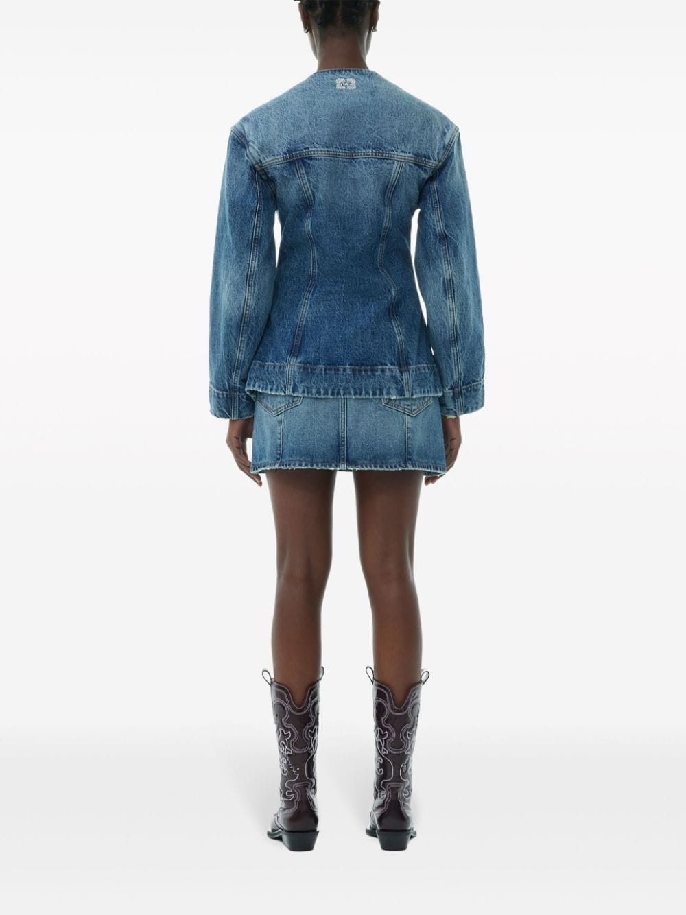 raw-cut denim blazer - 4