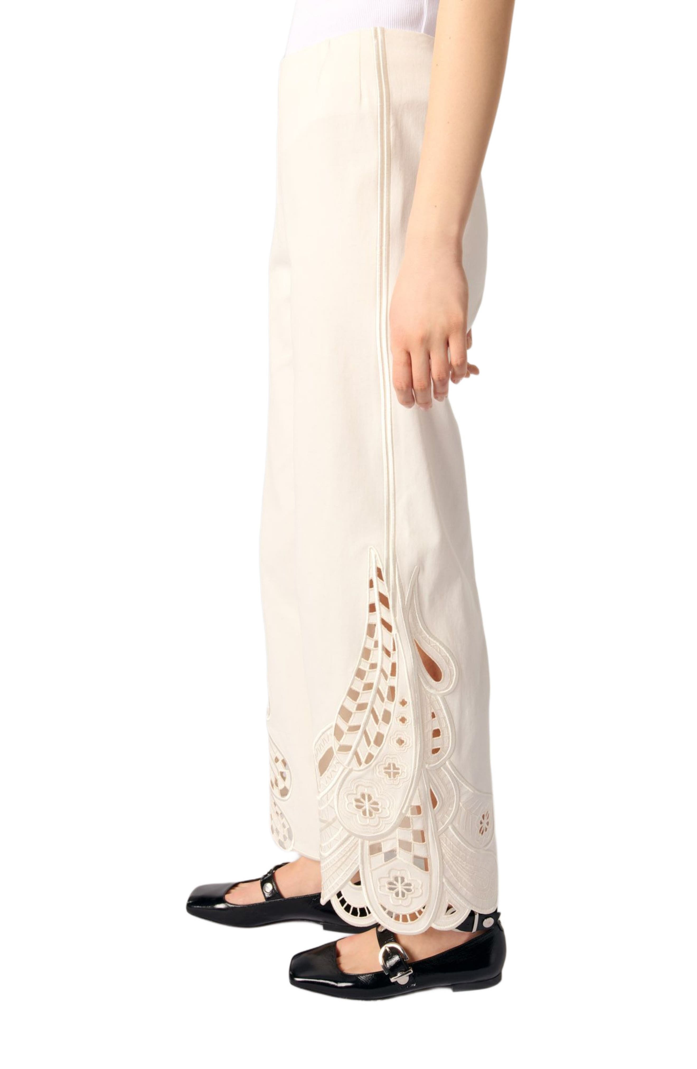 maje Embroidered trousers in Ecru at Nordstrom - 4