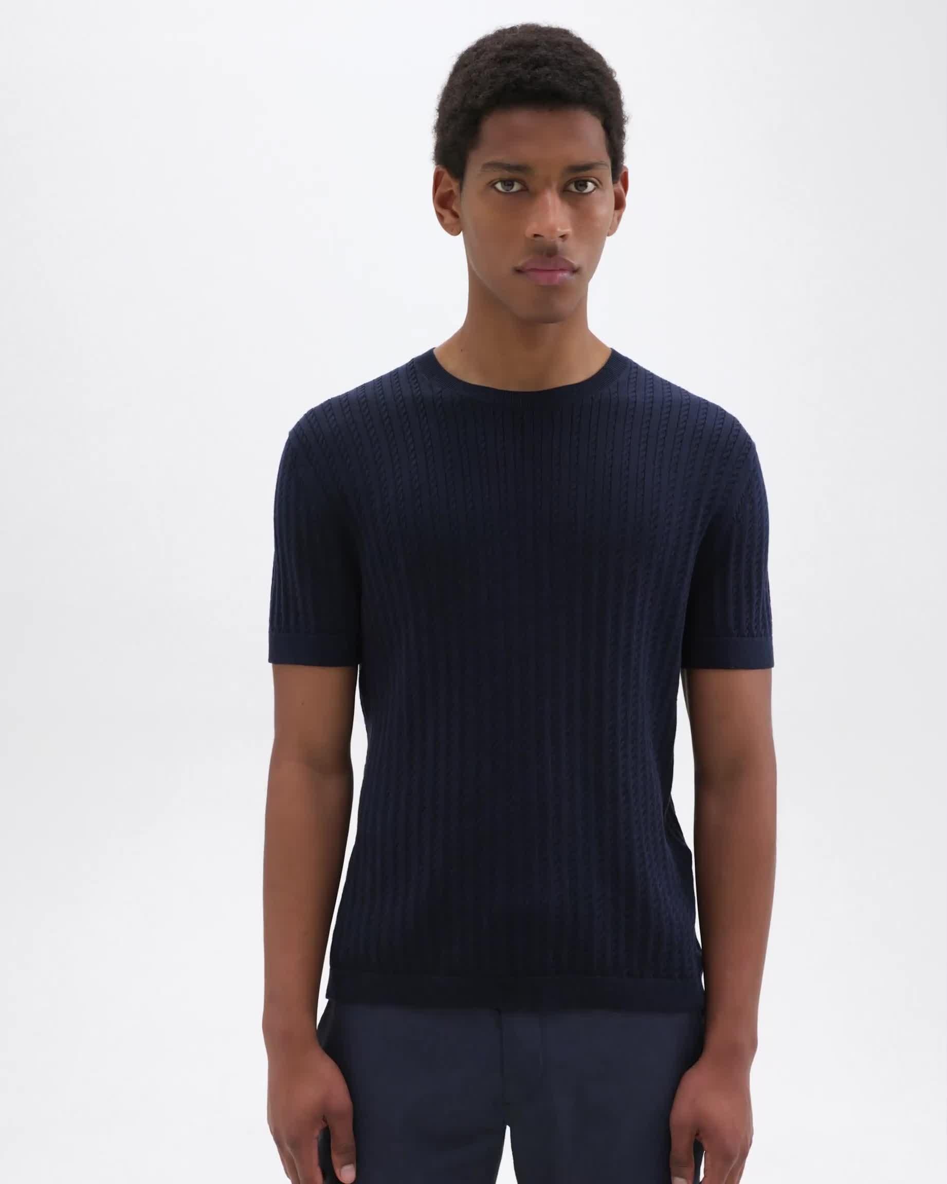 Cable Knit Tee in Cotton - 7
