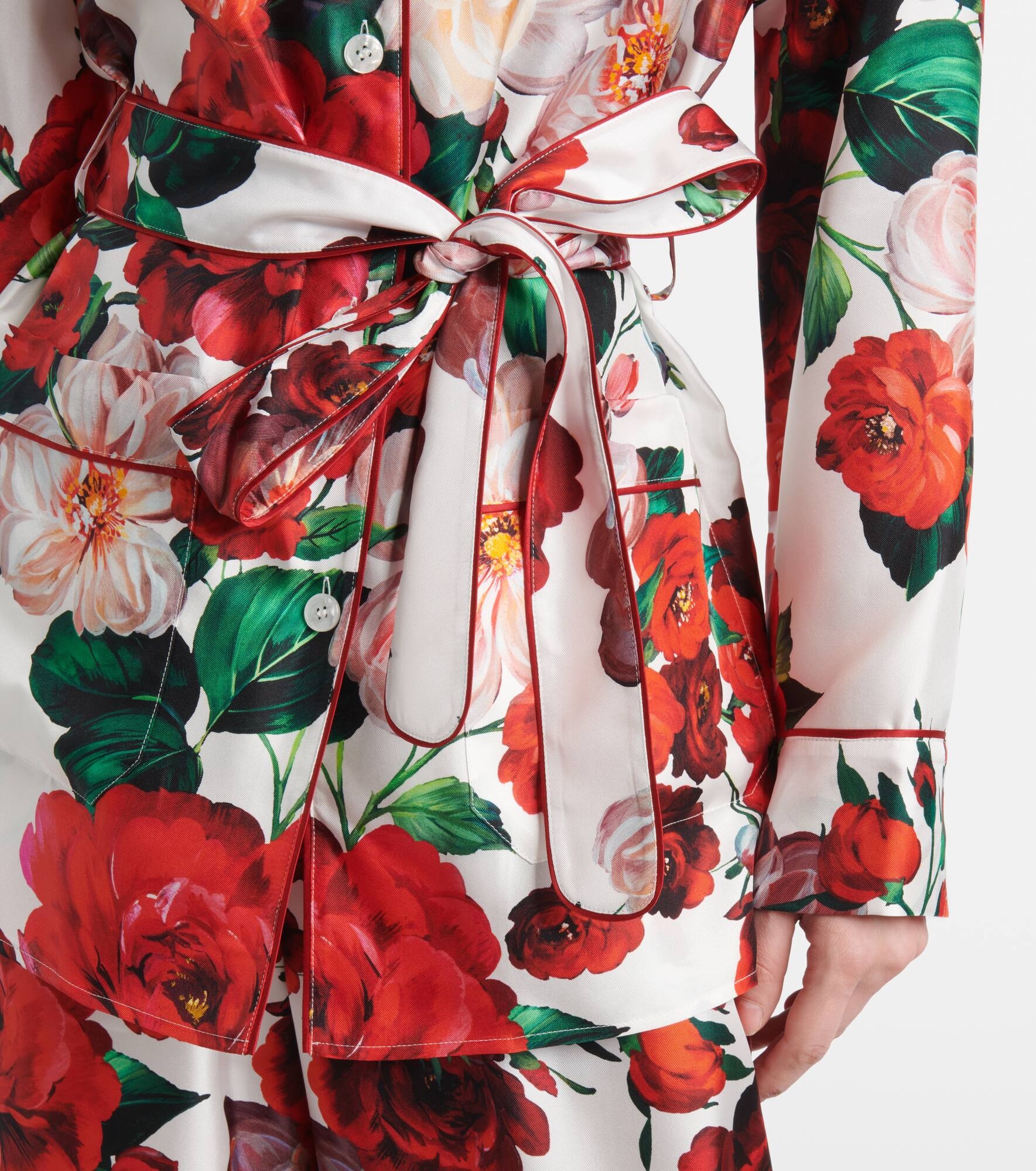Floral silk satin shirt - 5