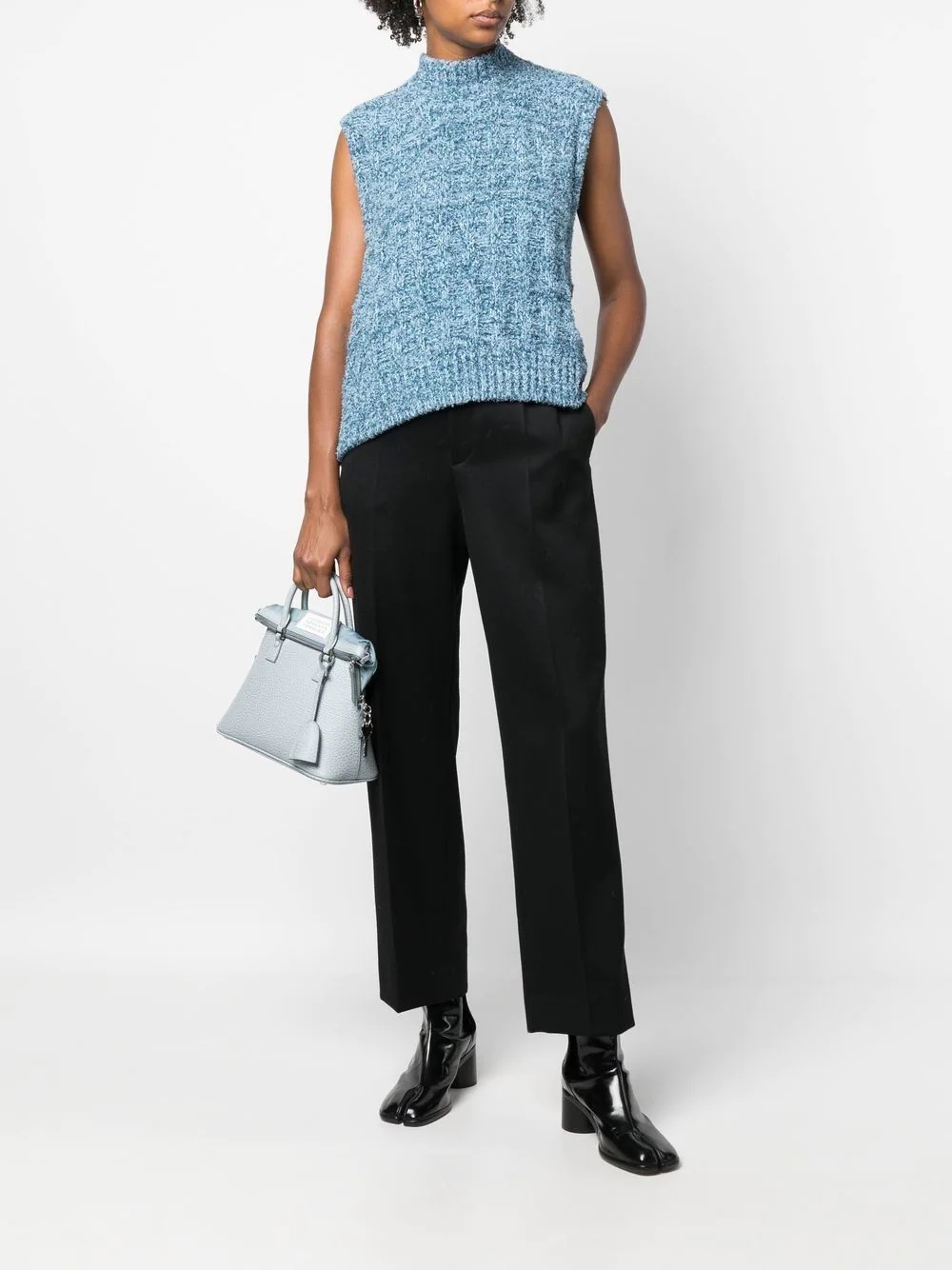 mock neck knitted vest - 2