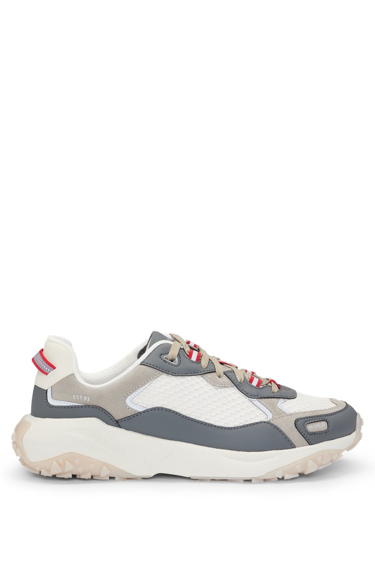 MIXED-MATERIAL TRAINERS WITH LEATHER FACINGS - 1