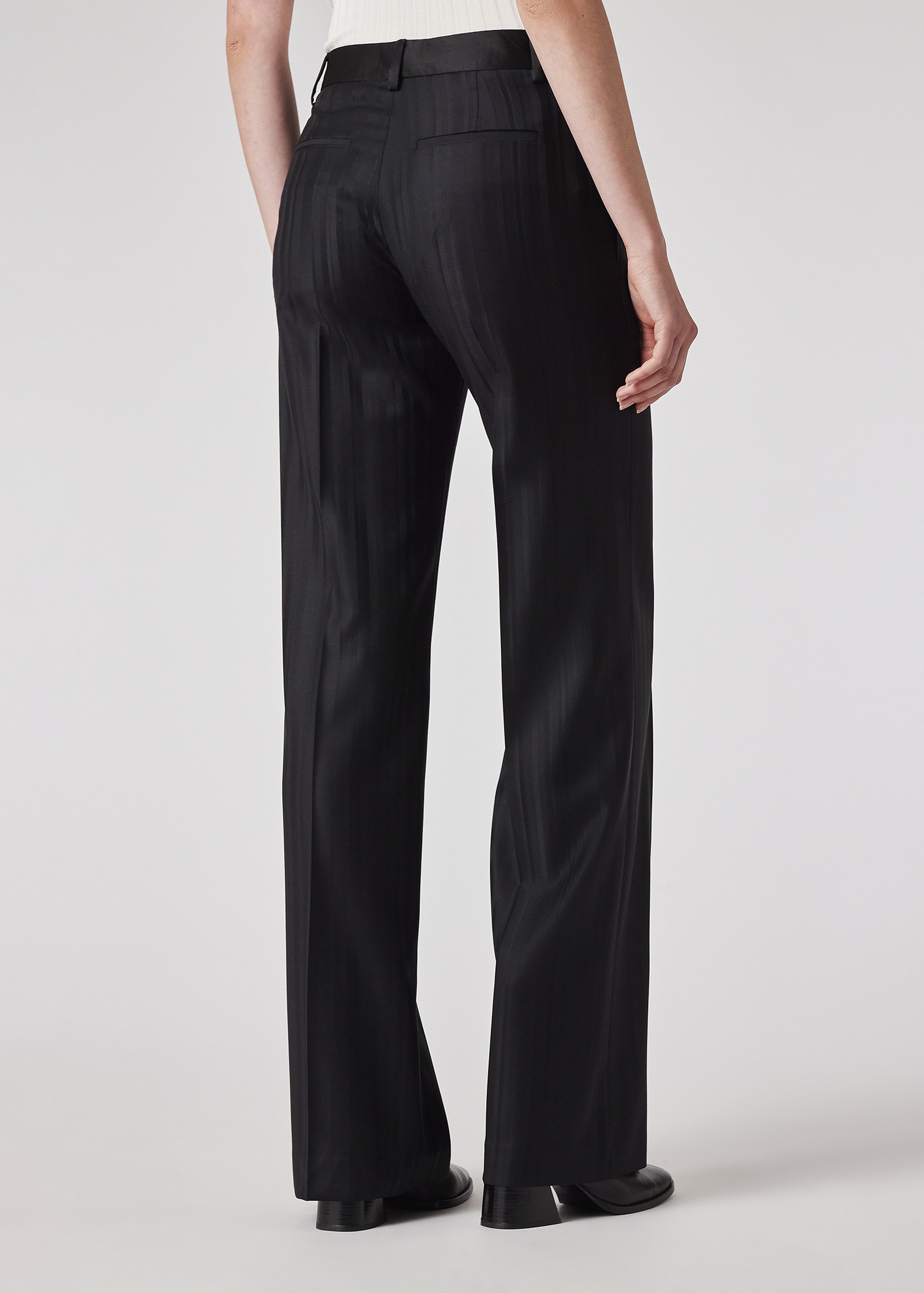 Women's Black 'Shadow Stripe' Wool Bootcut Trousers - 4