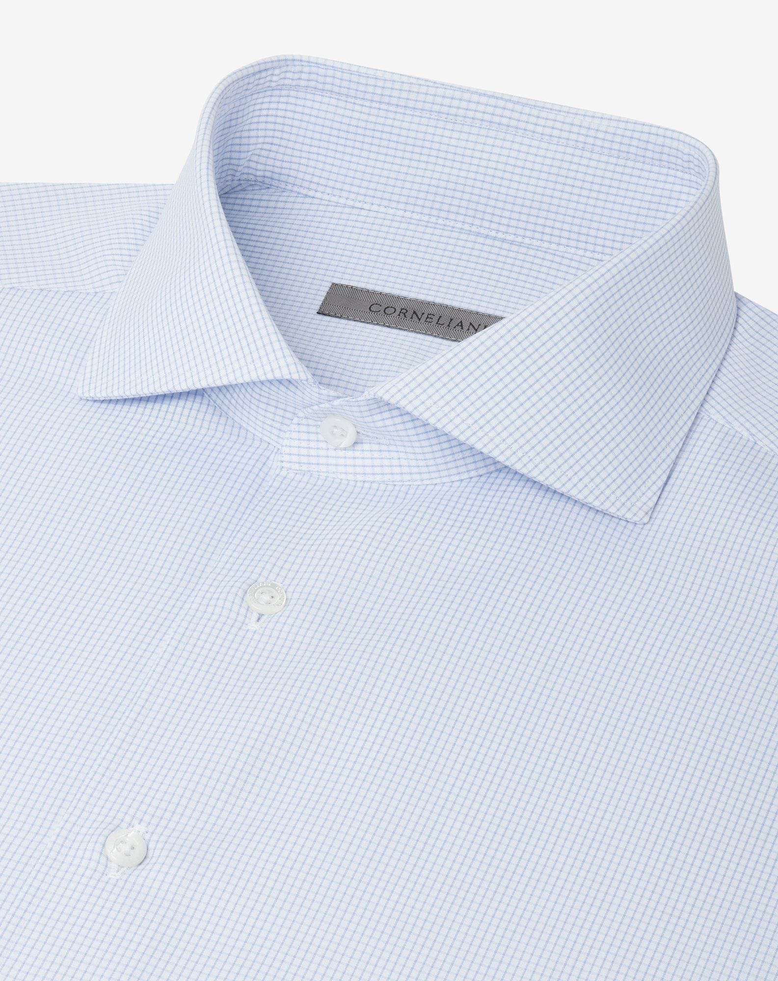 Cotton shirt with white/light blue checks - 4