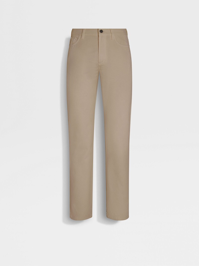 LIGHT TAUPE COTTON AND CASHMERE ROCCIA PANTS 1