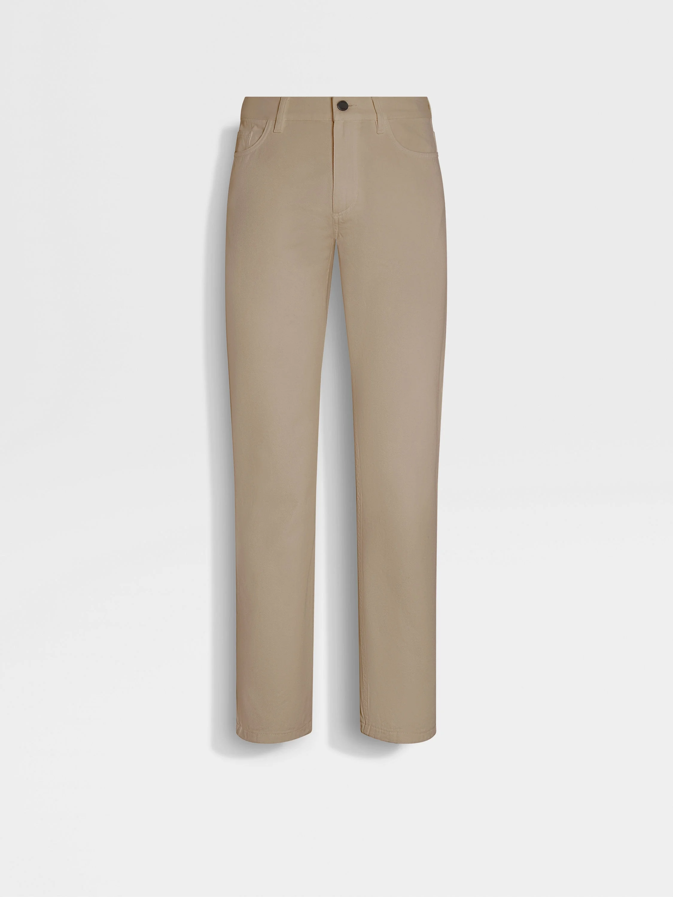 LIGHT TAUPE COTTON AND CASHMERE ROCCIA PANTS - 1