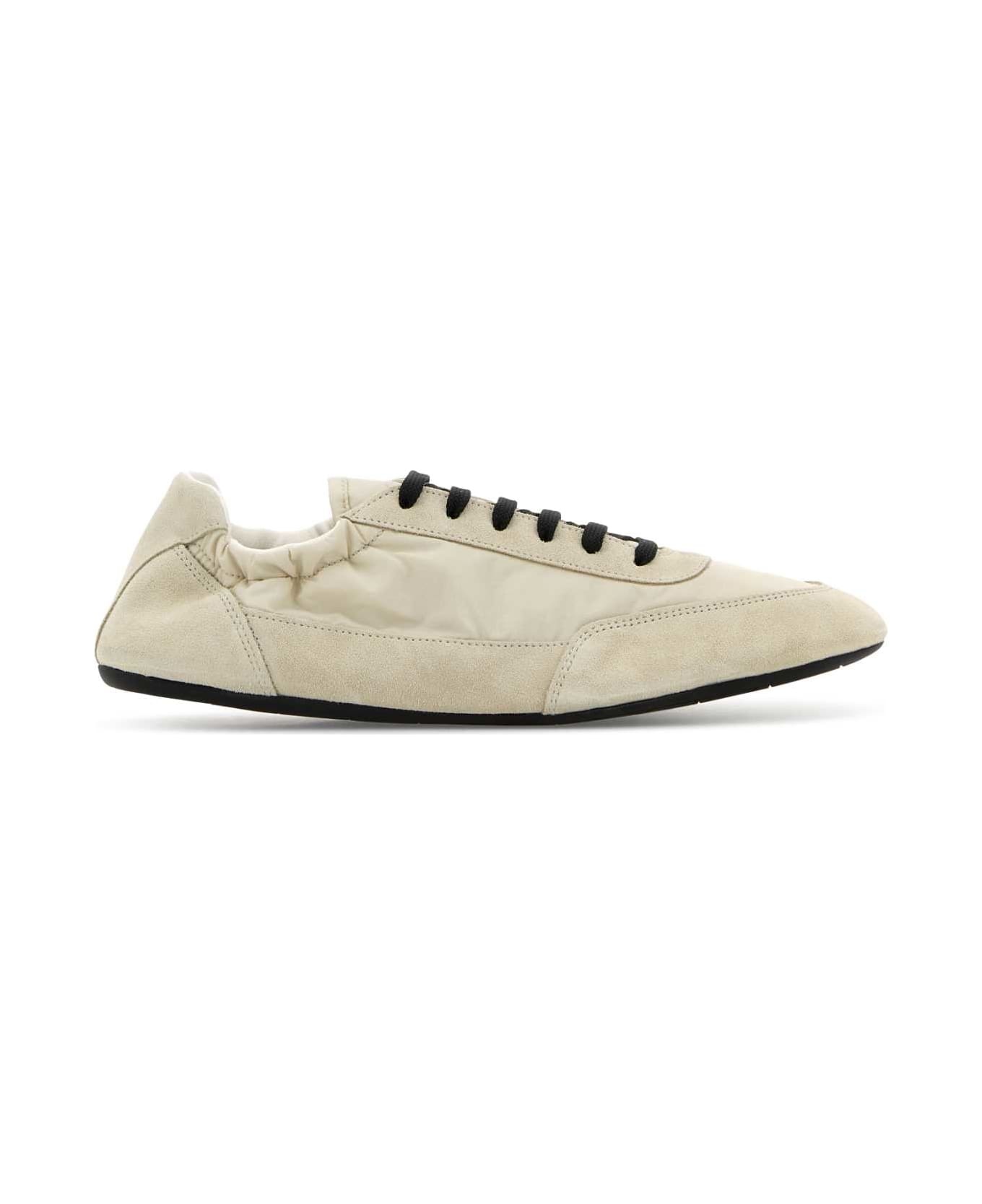 Ivory Re-nylon And Suede Collapse Sneakers - 1