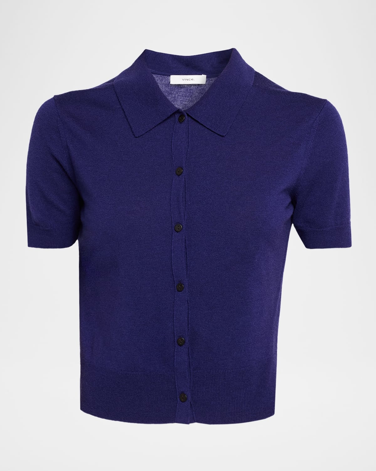 Short-Sleeve Button-Front Sweater - 1