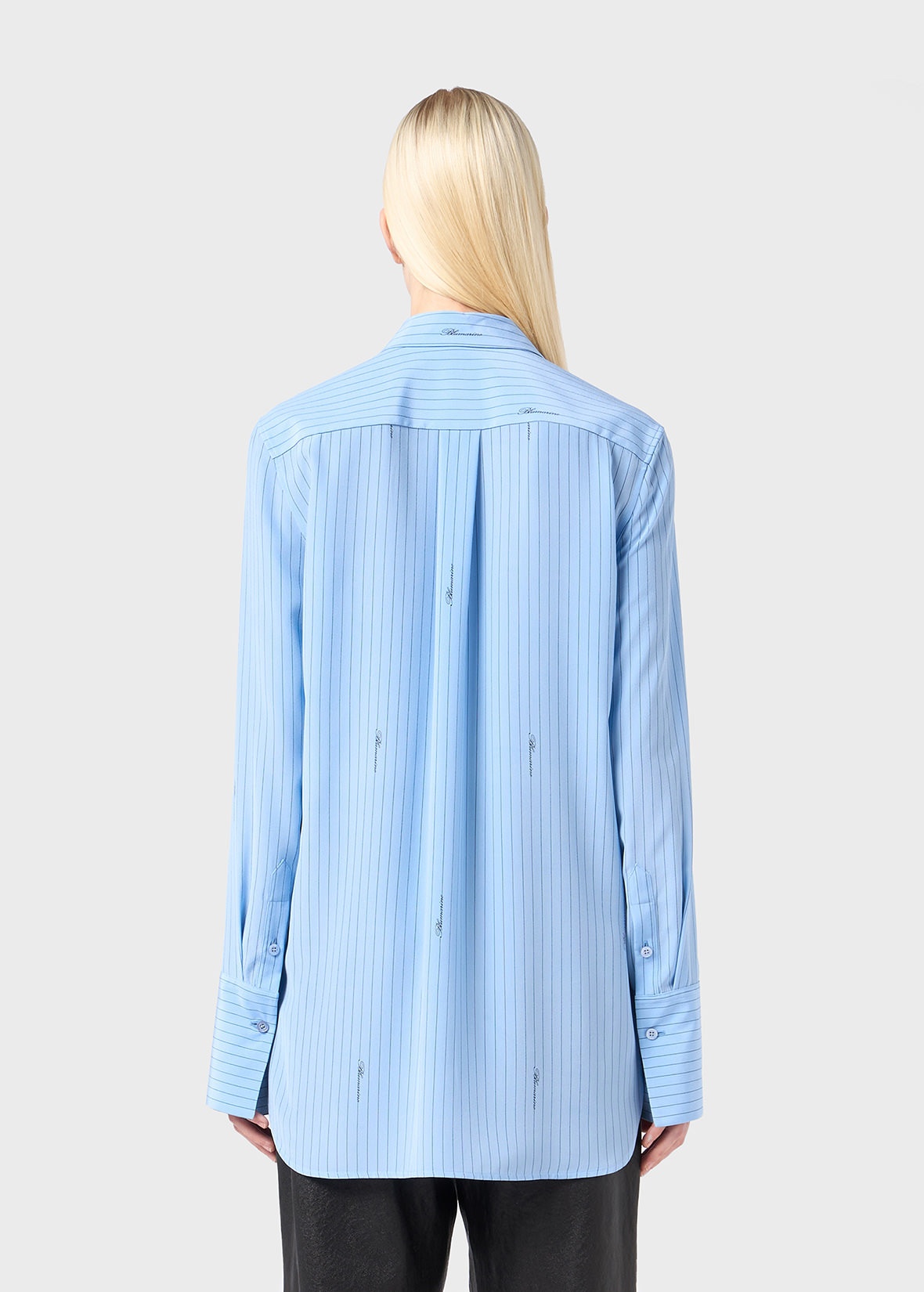 STRIPED CRÊPE DE CHINE SHIRT WITH LOGO - 4