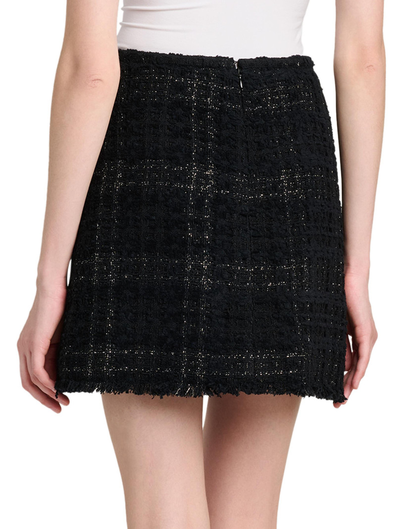 Women's Cotton-Blend Tweed Miniskirt - Black 5