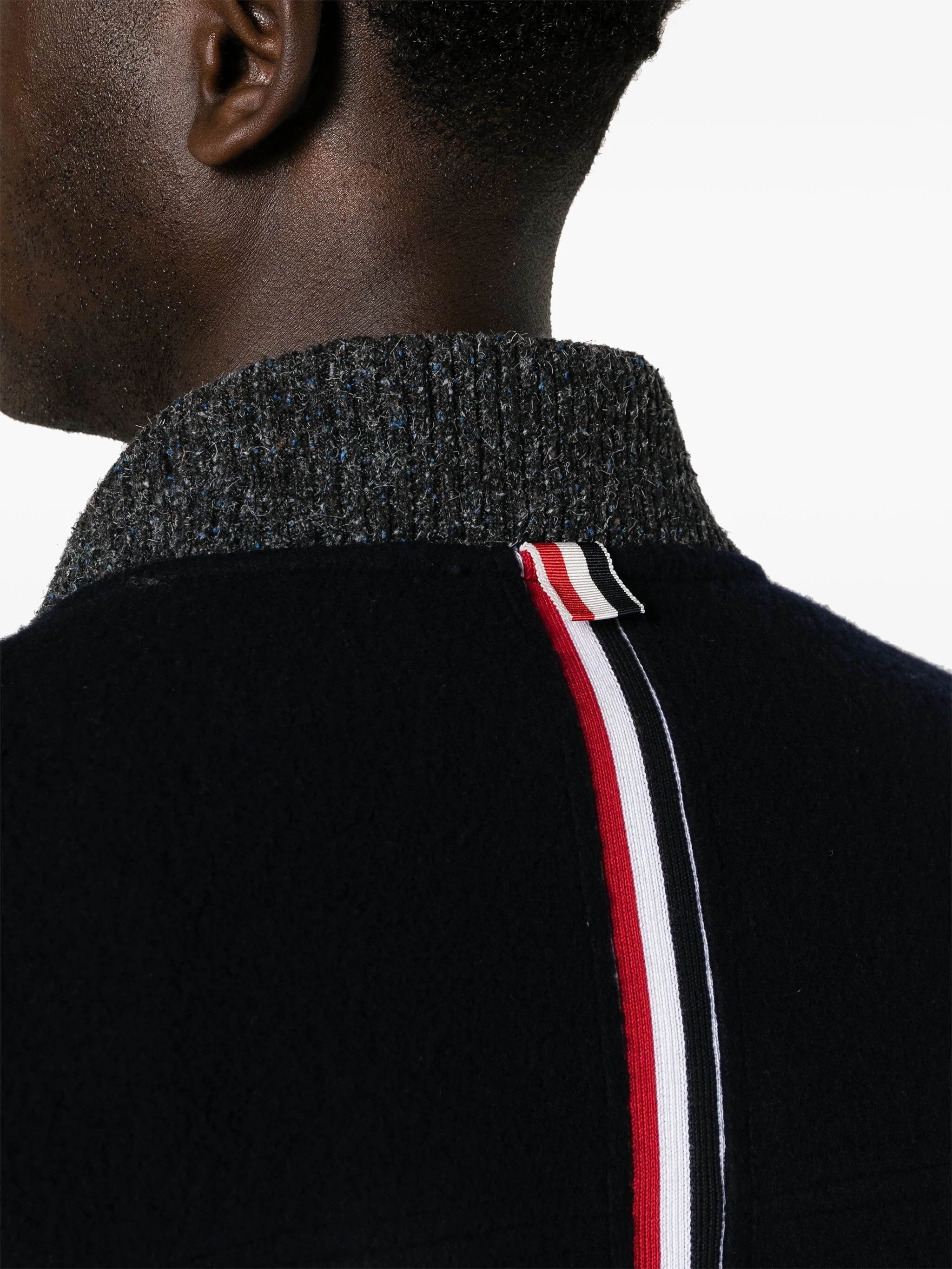 THOM BROWNE Men Bomber W/CB Rwb Stripe In Wool Fleece - 4