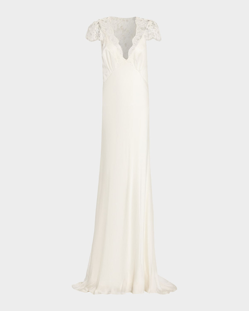 Lace-Trimmed Silk Gown 1