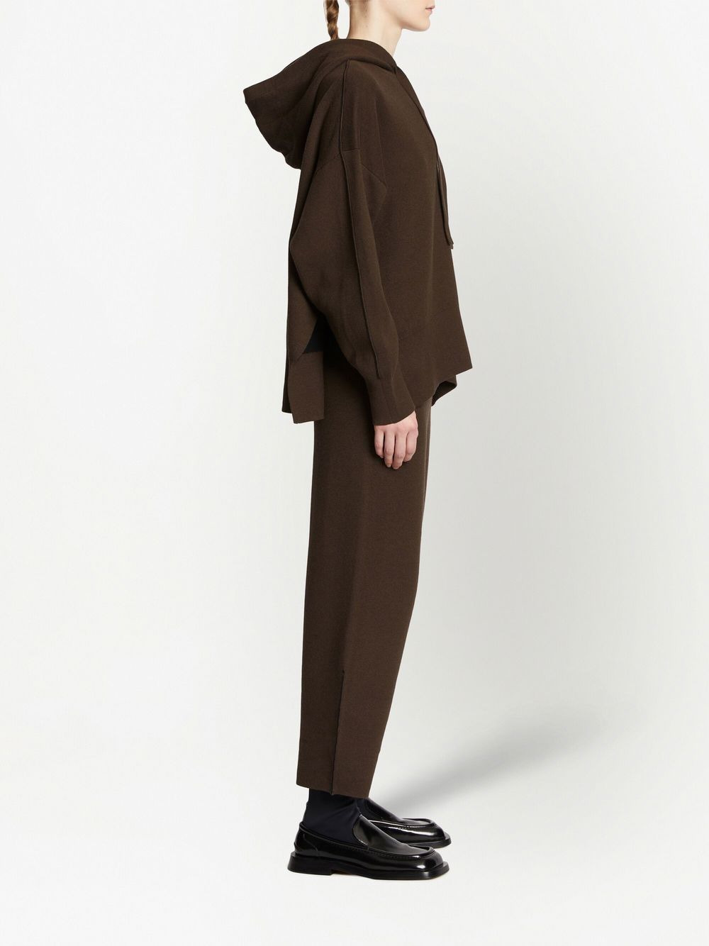 drop shoulder knitted hoodie - 3