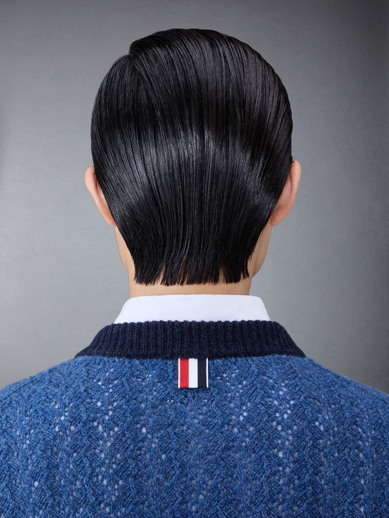 Shetland 케이블 Pointelle 4바 크루 넥 풀 오버 4