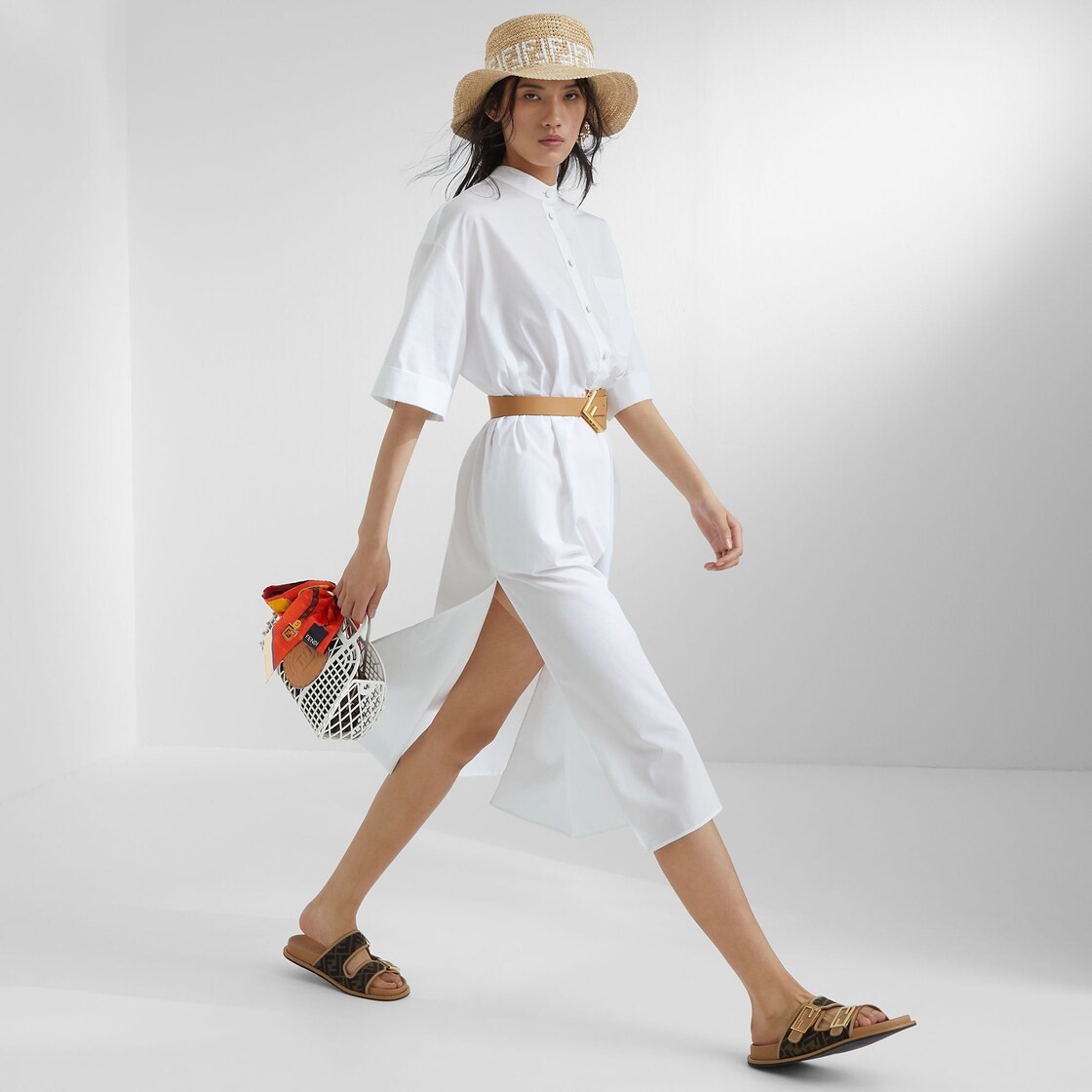 Beige leather belt - 4