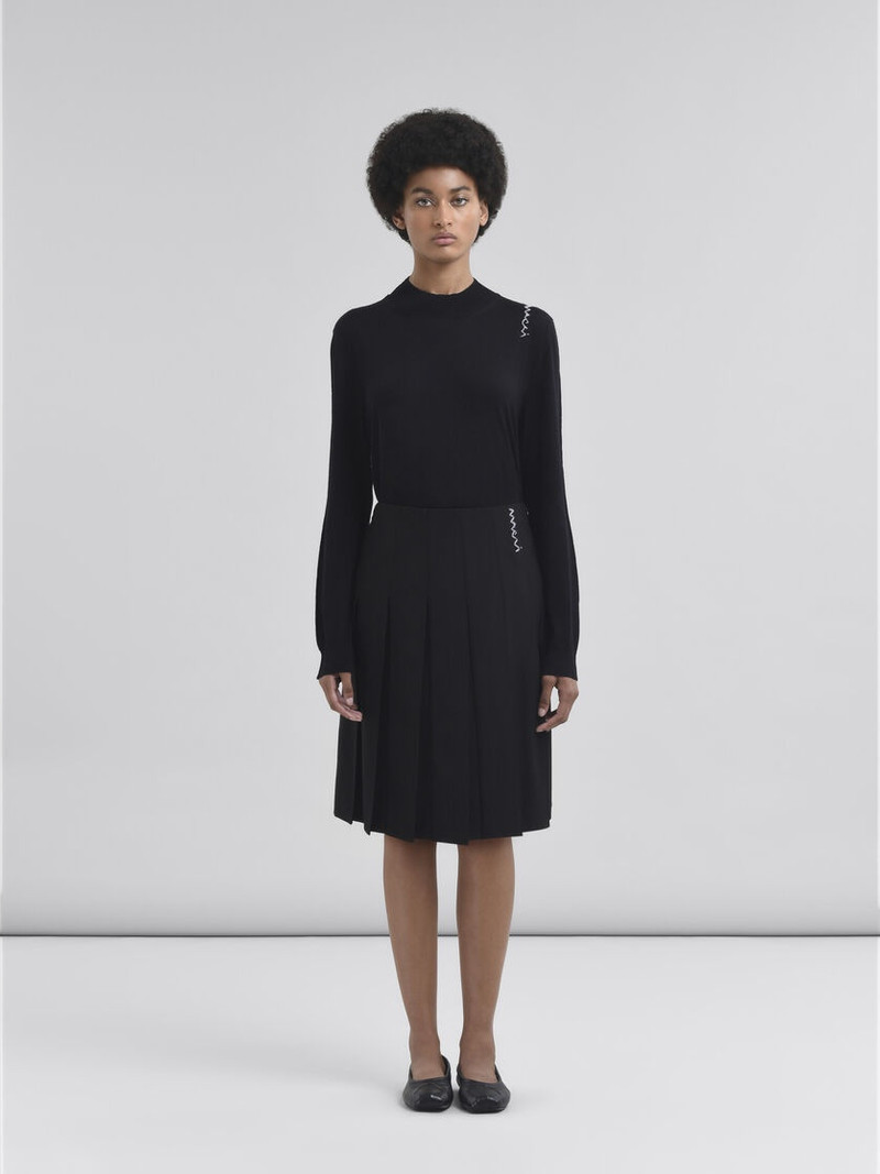 Marni BLACK WOOL BLEND SKIRT WITH MARNI SYMBOL outlook