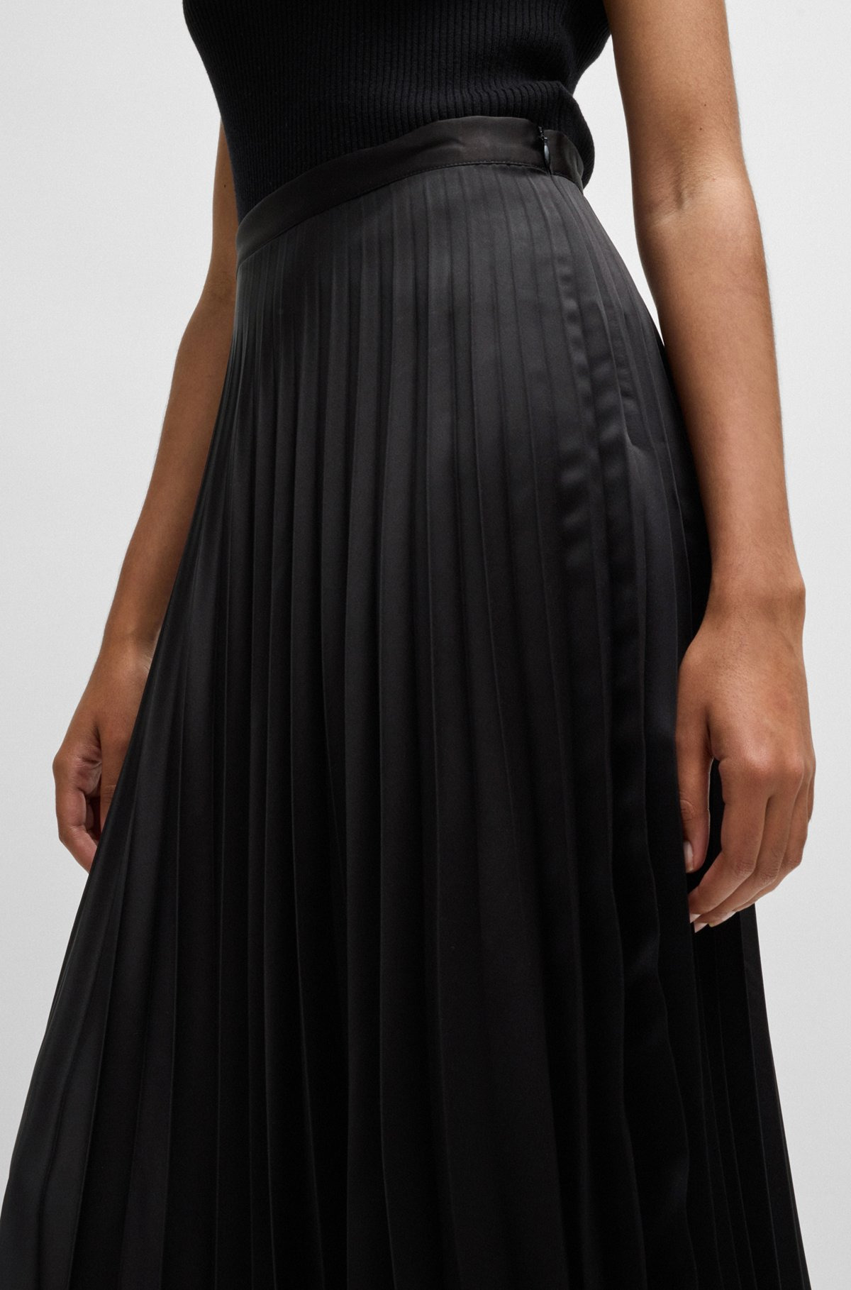 PLISSÉ MAXI SKIRT IN SATIN TWILL - 5
