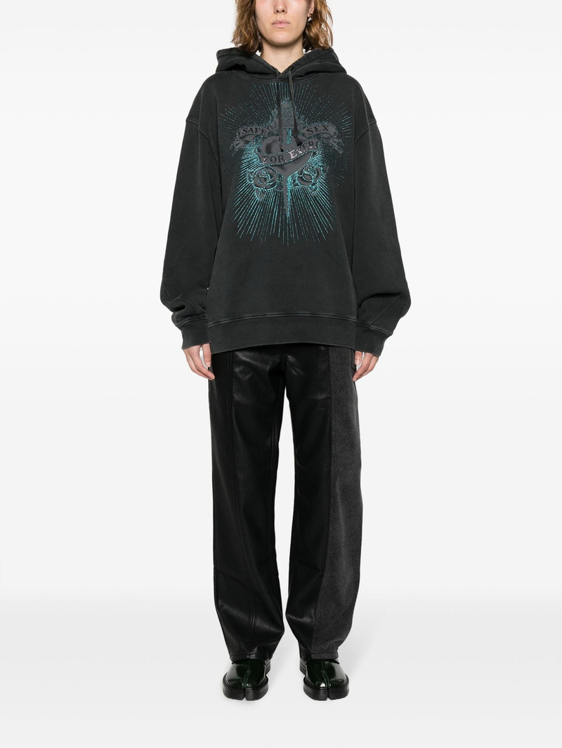 Jean Paul Gaultier JEAN PAUL GAULTIER UNISEX Oversized Printed Glitter Graphic Hoodie Bla outlook