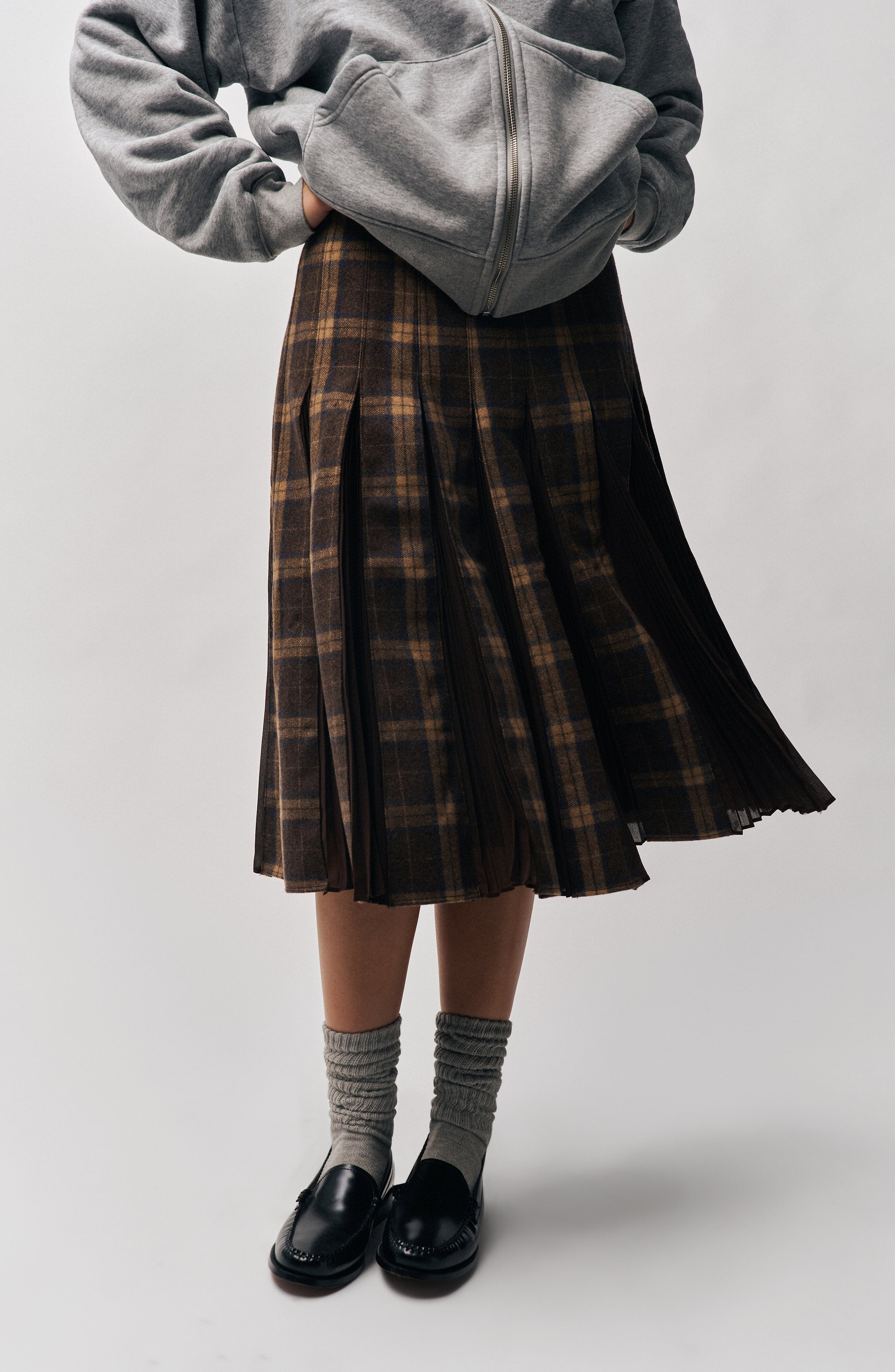 Guizio Gibson Chiffon Pleated Skirt in Tartan Multi at Nordstrom - 1