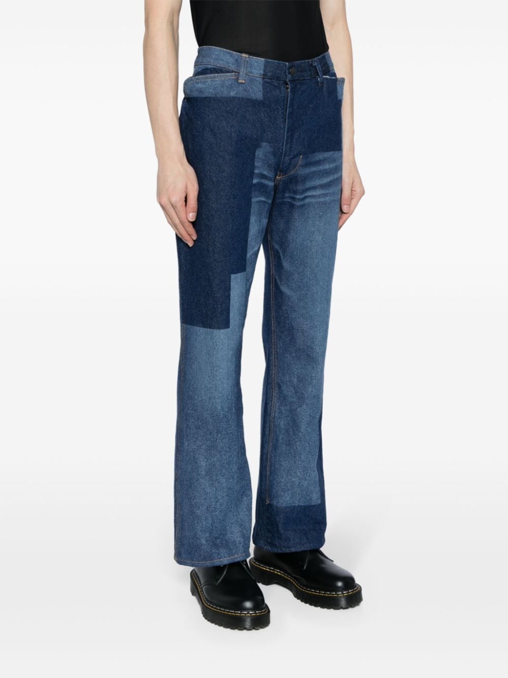 patchwork wide-leg jeans - 3