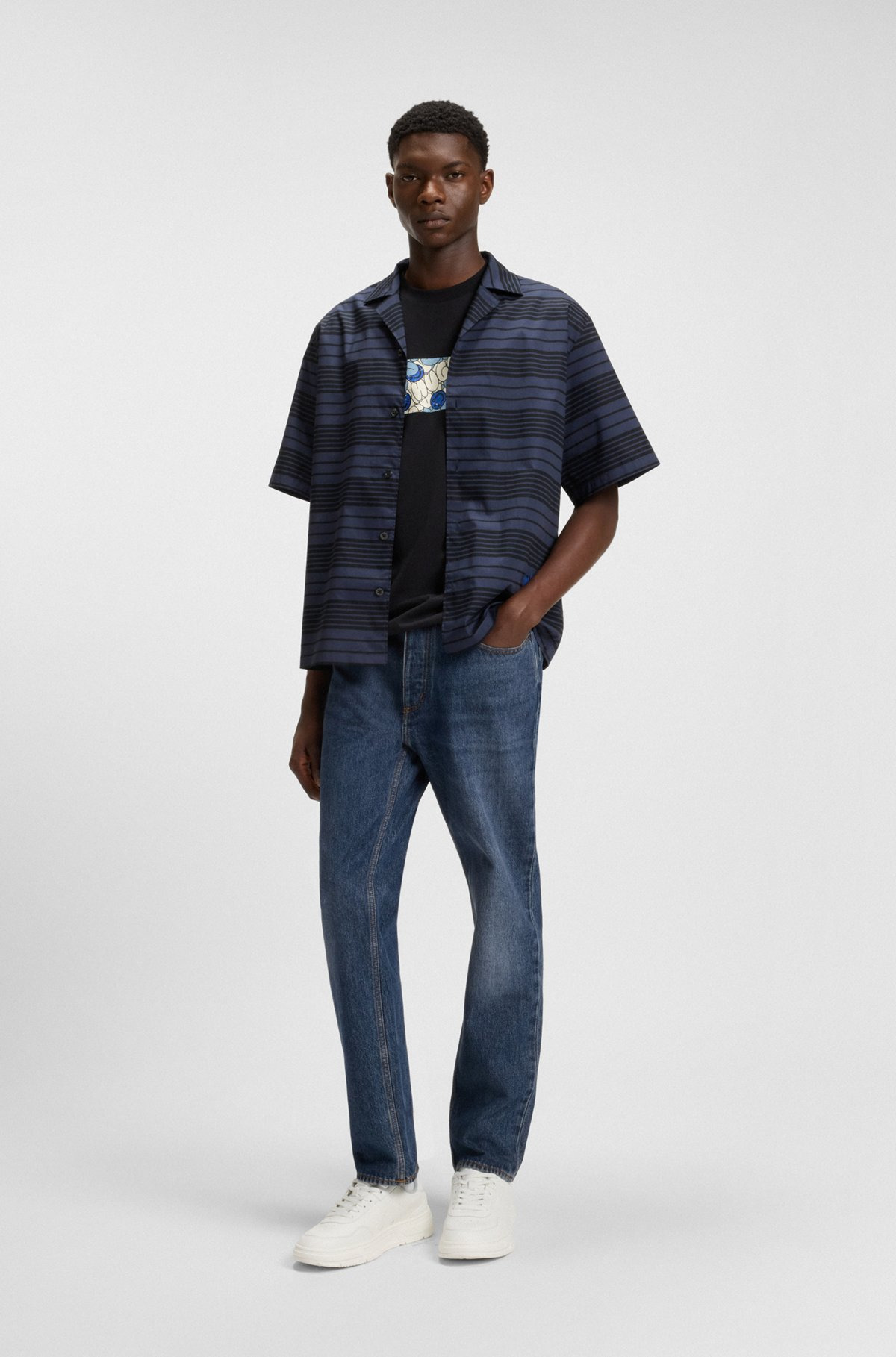 REGULAR-FIT JEANS IN FADED DARK-BLUE DENIM - 3