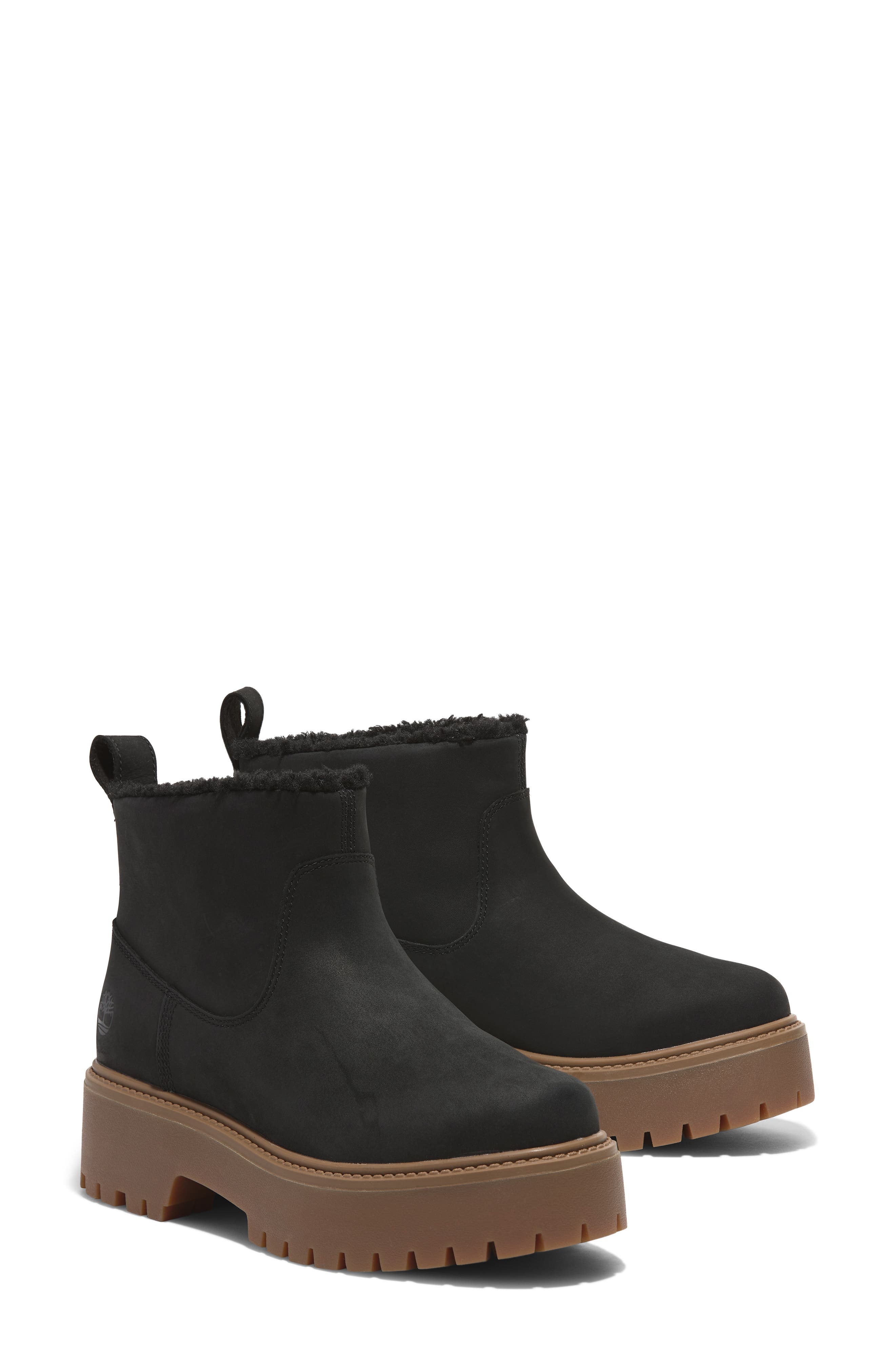 Timberland Stone Street Faux Fur Lined Bootie in Black Nubuck at Nordstrom - 7