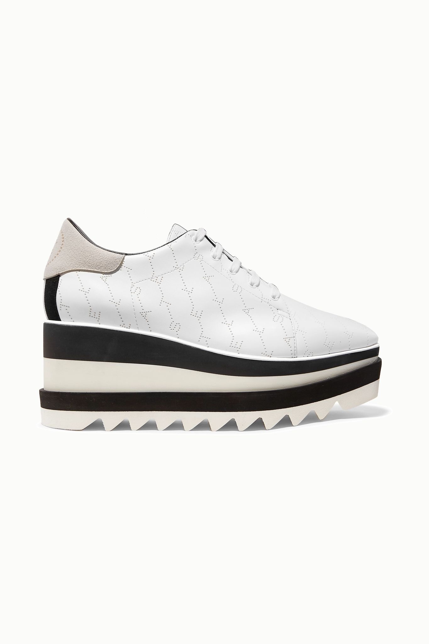 Elyse logo-perforated faux leather and suede platform brogues - 1