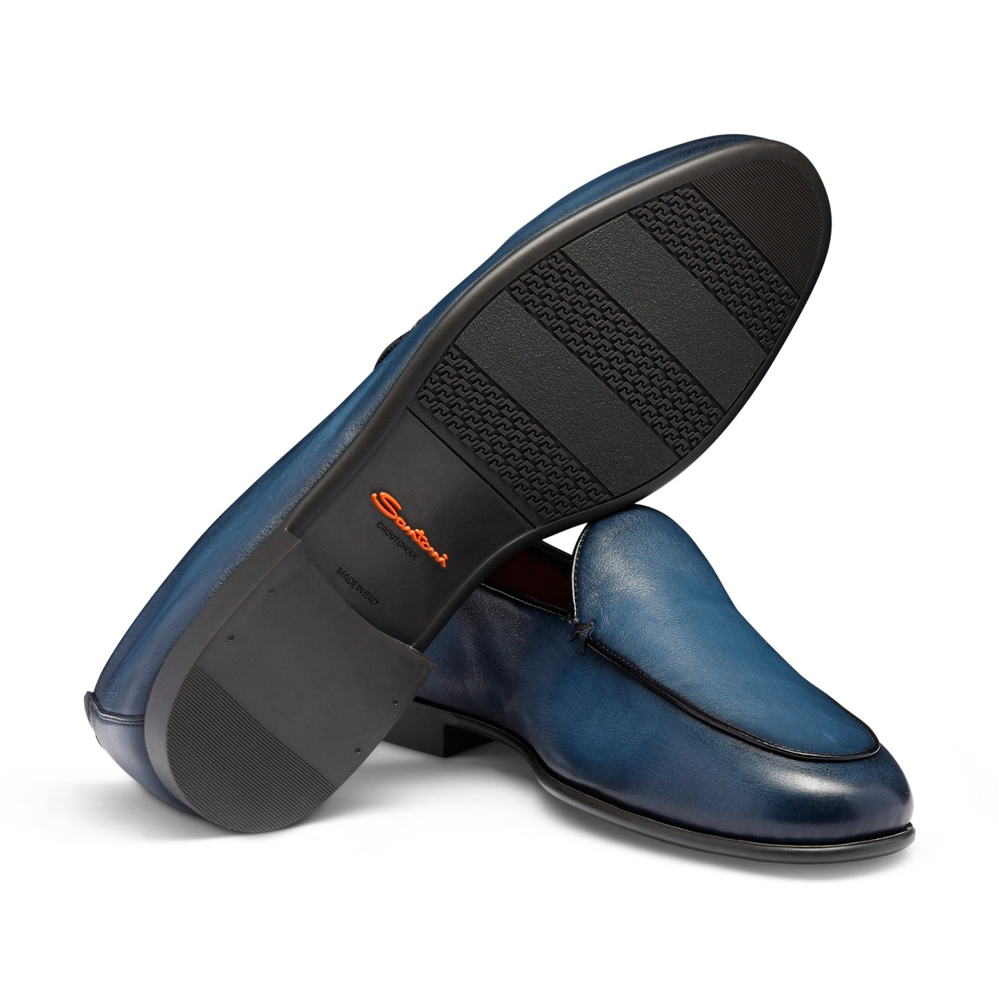 Men's blue leather loafer - 4