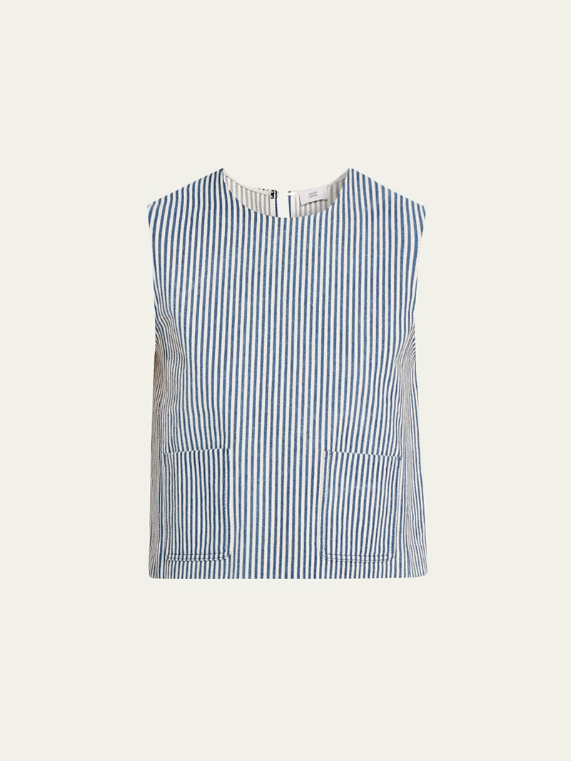 Ludlow Striped Twill Sleeveless Top 1