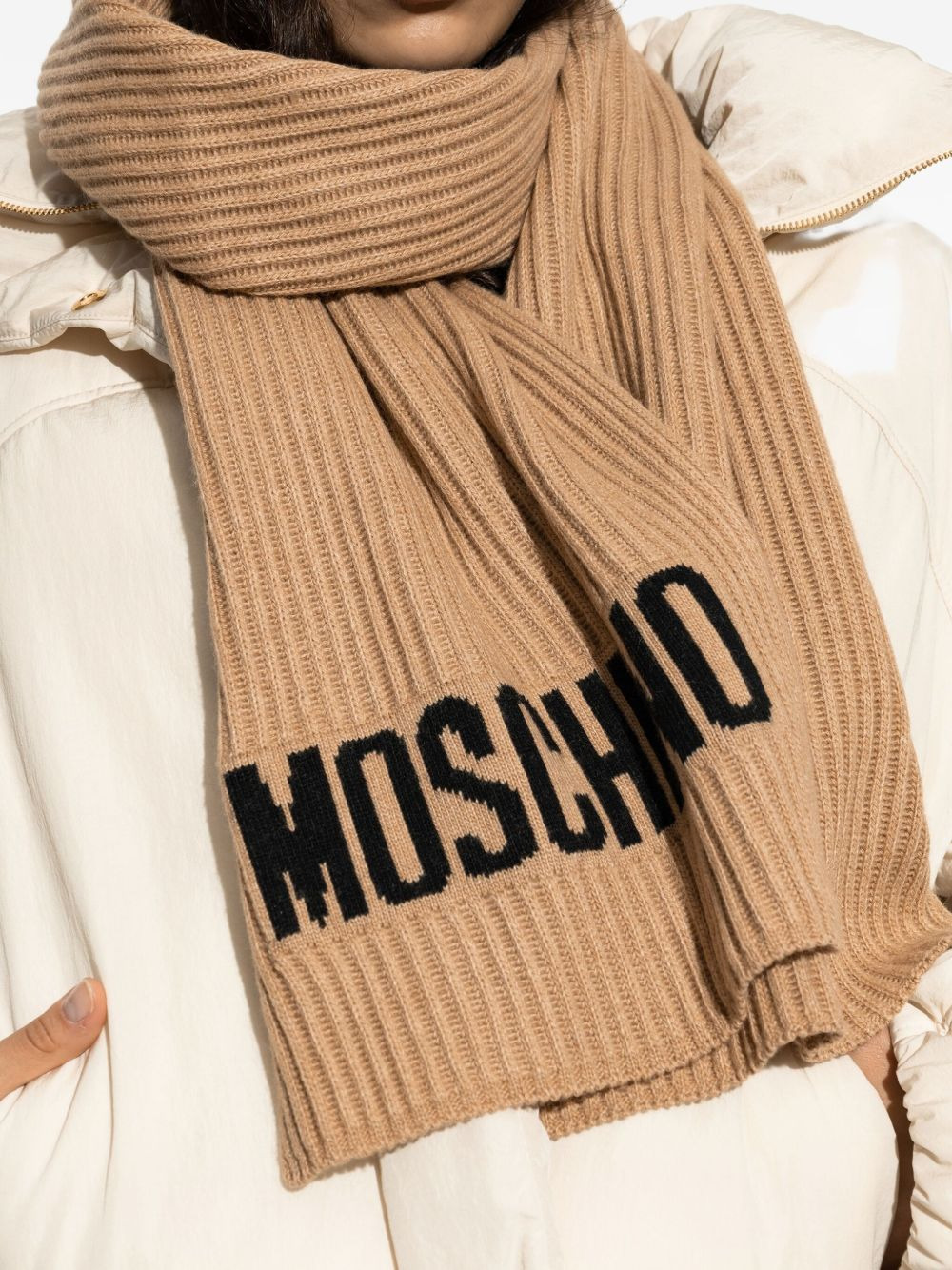 ribbed logo scarf - 5