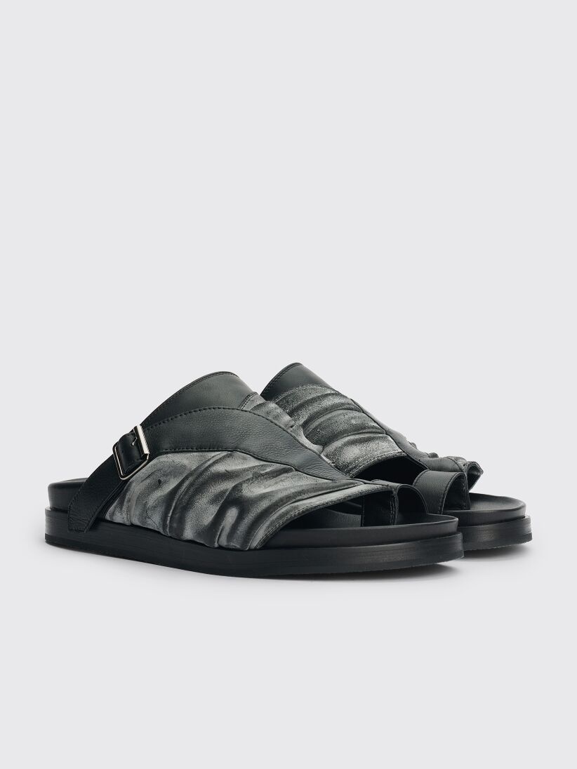 Kiko Kostadinov KIKO KOSTADINOV VALAKAS LEATHER SANDALS BLACK | REVERSIBLE