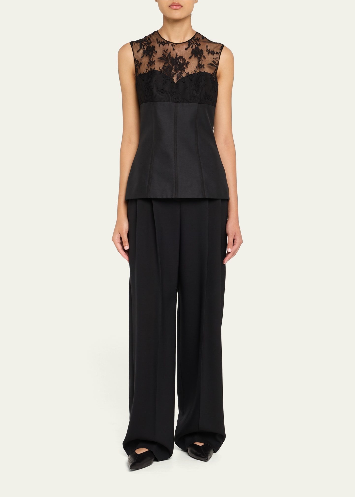 Lace-Detail Peplum Corset Top - 2