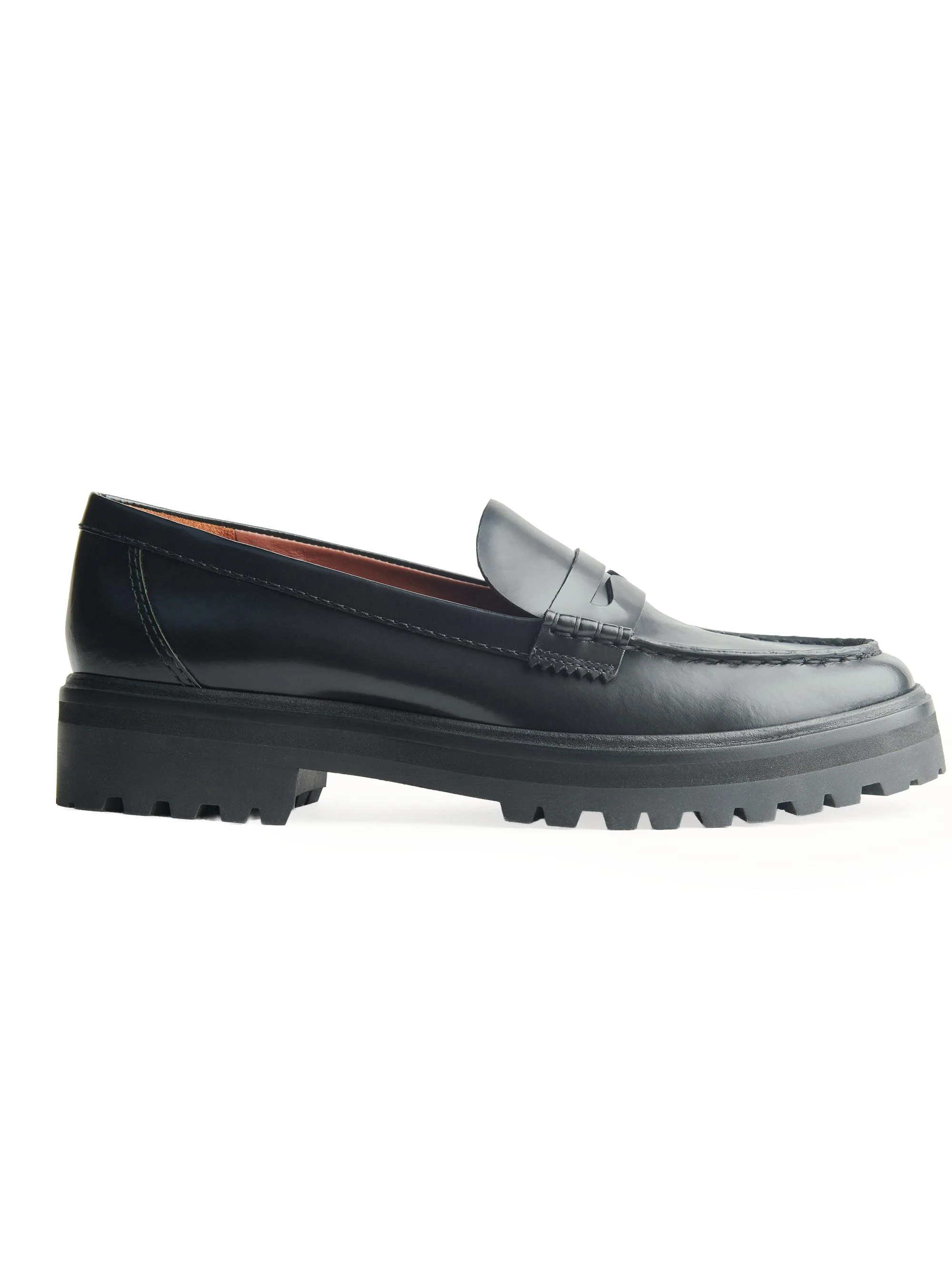 Women's Agathea 30MM Leather Chunky Loafers - Black - 1