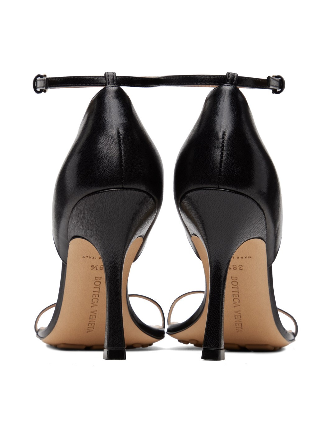Black Stretch Strap Heeled Sandals - 2