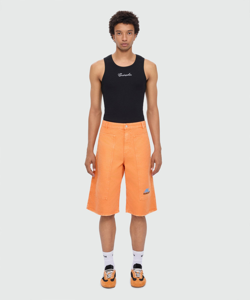 MSGM Orange cotton canvas Bermuda shorts with enzyme wash outlook